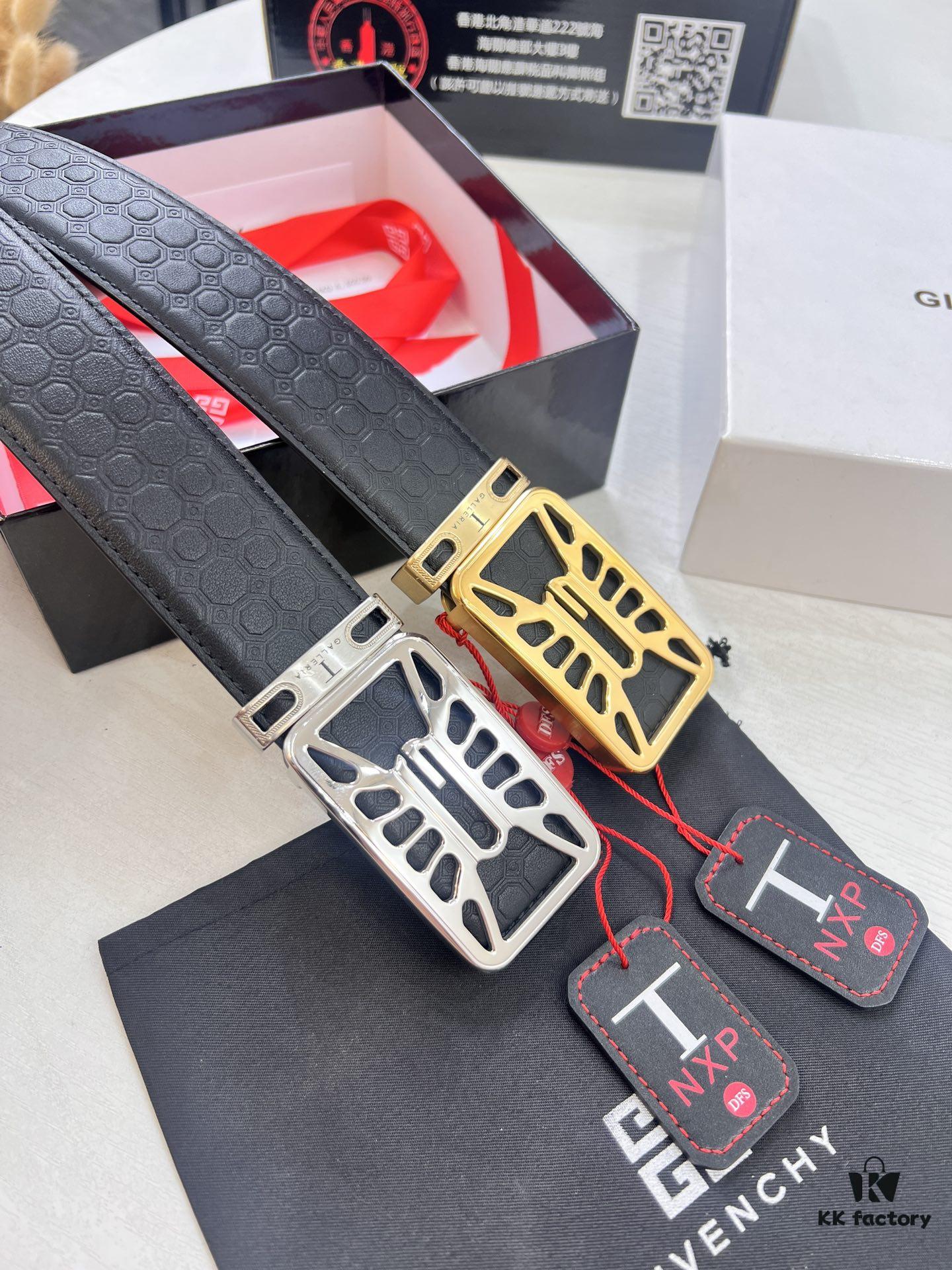 Givenchy, Hong Kong Duty-Free T Gift Box 🎁 QR Code Packaging, Hong Kong SAR Address, Inner Square with Stainless Steel Hardware, High-Definition Electroplating, Colorfast, Top-Grain Calfskin from Germany 🇩🇪 with Embossed Tribal Pattern, Trendy Fashion Unisex Belt, Full-Grain Leather Backing, Premium Men's Formal Belt for Fall and Winter, Matched to Authentic Quality, Counter Inspection Supported, 3.8cm Width, Hot New Arrival 👍🏻