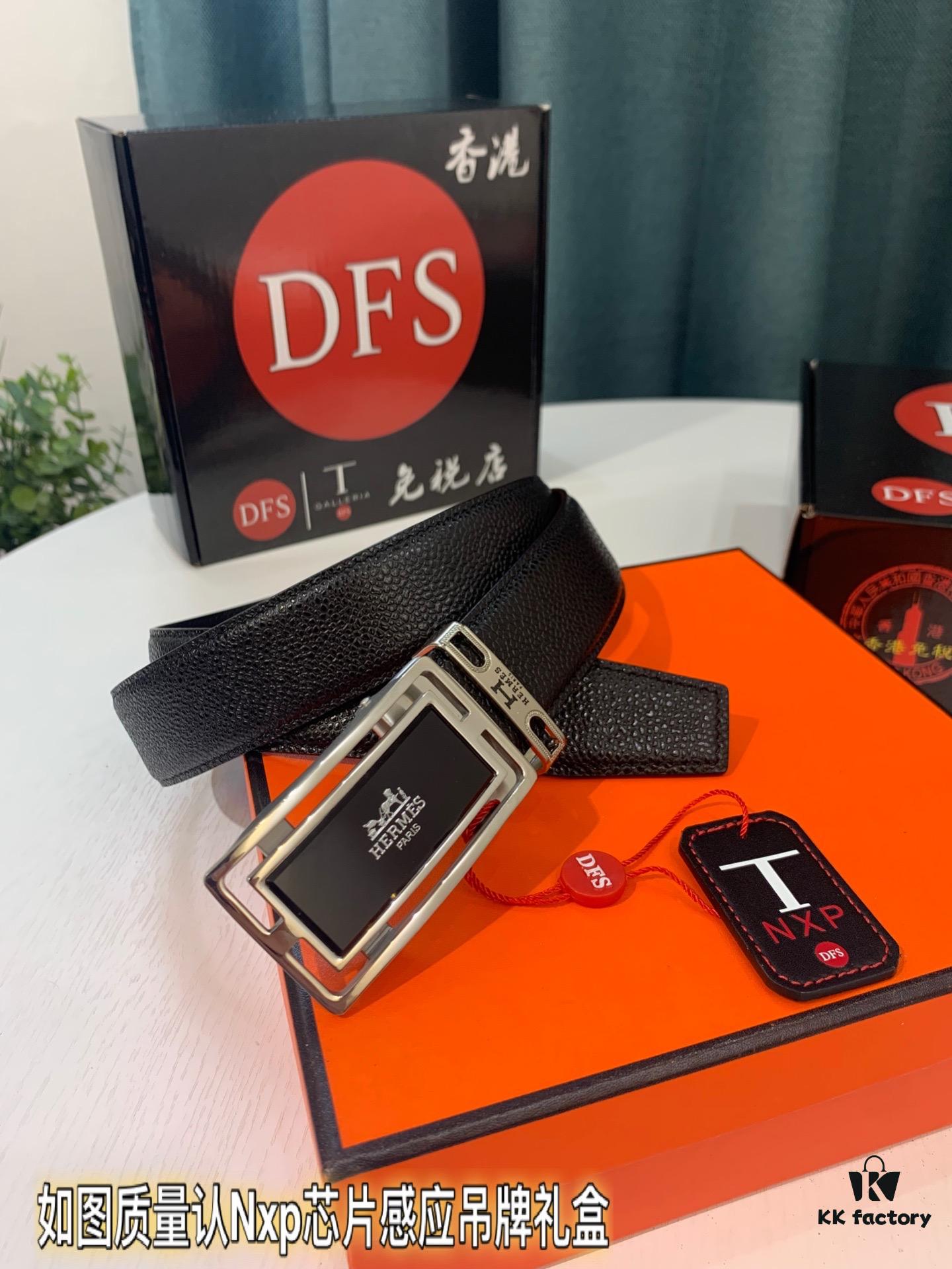 Hermès H Automatic Buckle Belt, Latest Design Basketball Texture Top Layer Cowhide, 3.5cm Width, Premium Quality Business Formal Belt