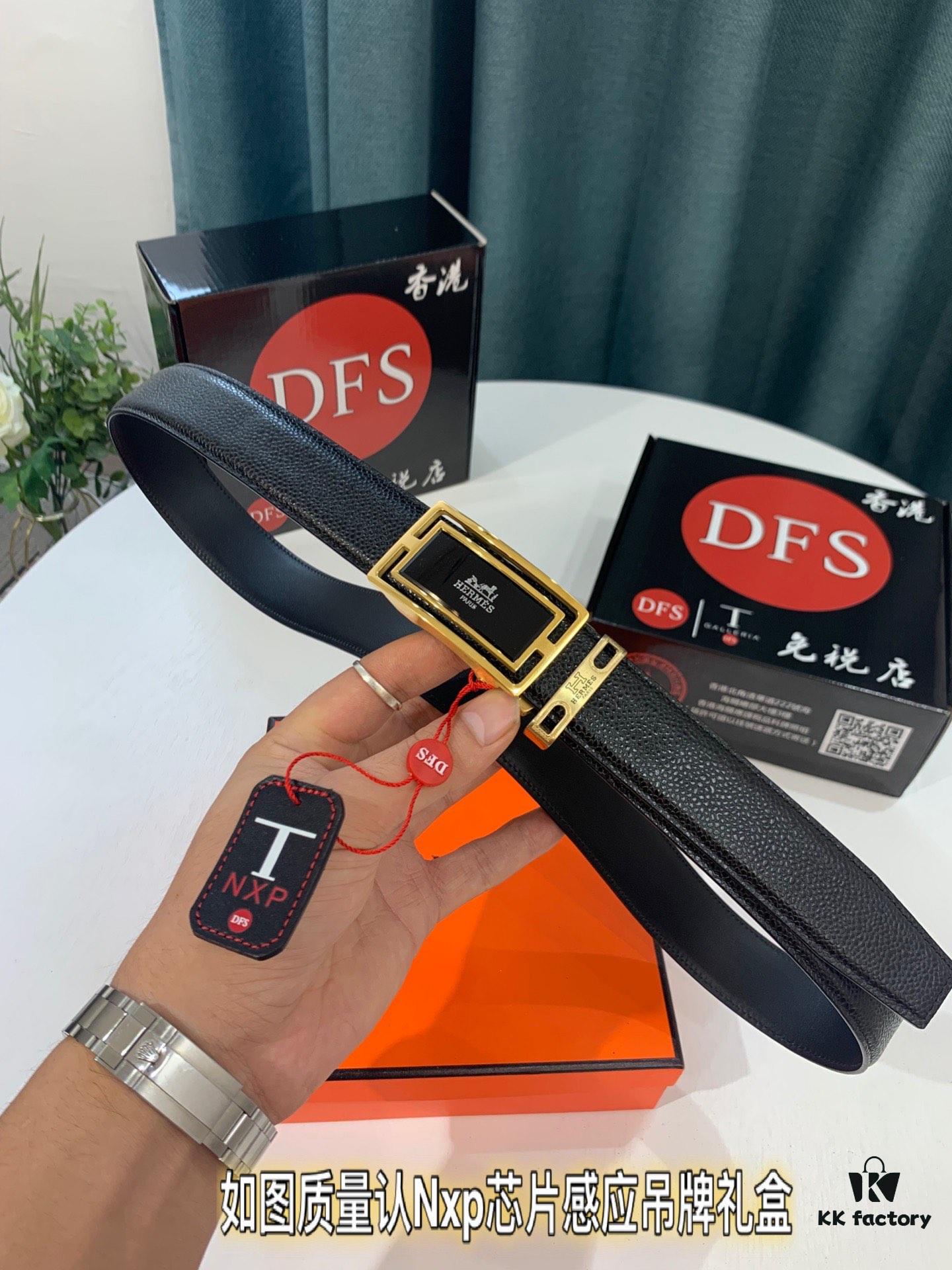 Hermes H Automatic Buckle Belt, Newest Basketball Texture Custom Top Layer Cowhide, 3.5cm Width, Premium Quality Business Formal Belt with Soft Slide Mechanism