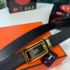 Hermes H Automatic Buckle Belt, Newest Basketball Texture Custom Top Layer Cowhide, 3.5cm Width, Premium Quality Business Formal Belt with Soft Slide Mechanism