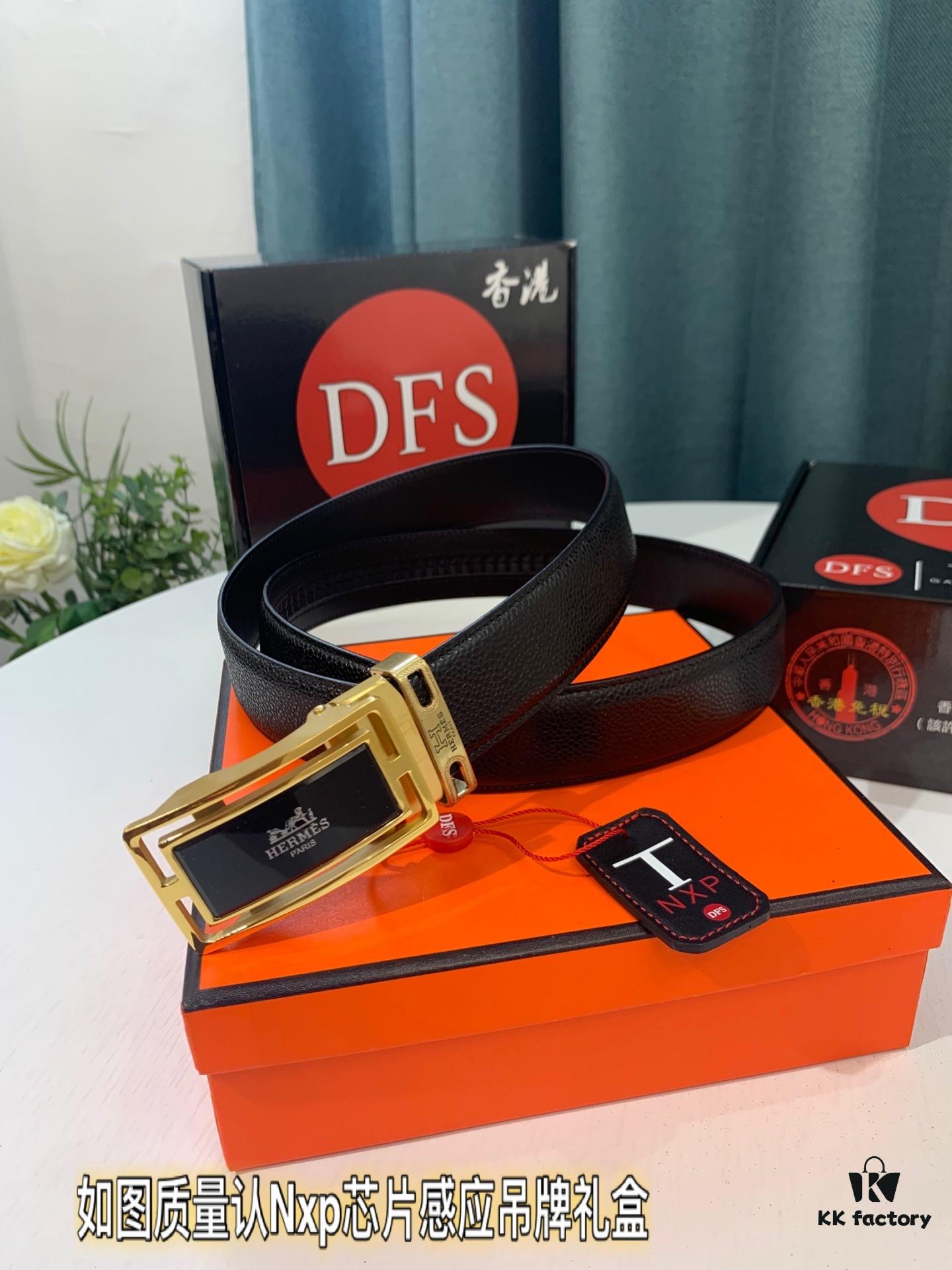 Hermes H Automatic Buckle Belt, Newest Basketball Texture Custom Top Layer Cowhide, 3.5cm Width, Premium Quality Business Formal Belt with Soft Slide Mechanism