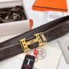 Hermès Men's Belt, Top Grain Calfskin Leather, 3.8cm Width, Steel Hardware with Box, Ideal for Gifting