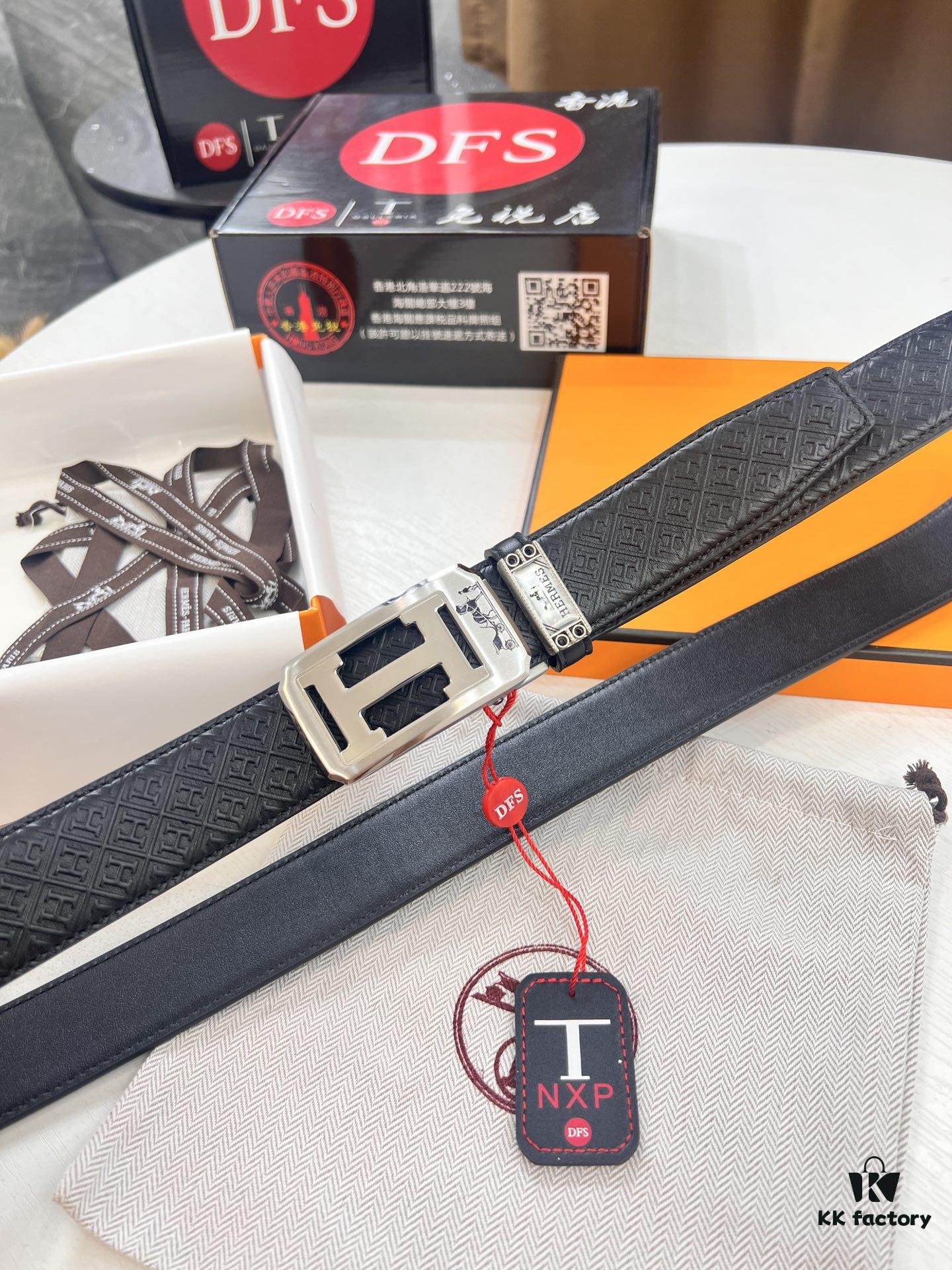 Hermes HH Original Factory Direct Order Belt - Italian Imported Top-Grade Calfskin Automatic Slide Buckle Belt