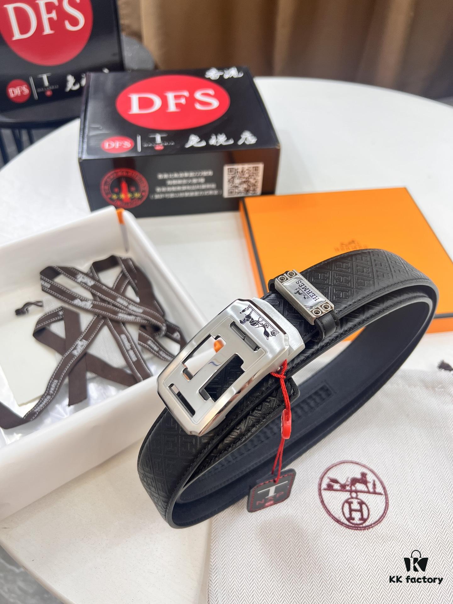 Hermes HH Original Factory Direct Order Belt - Italian Imported Top-Grade Calfskin Automatic Slide Buckle Belt