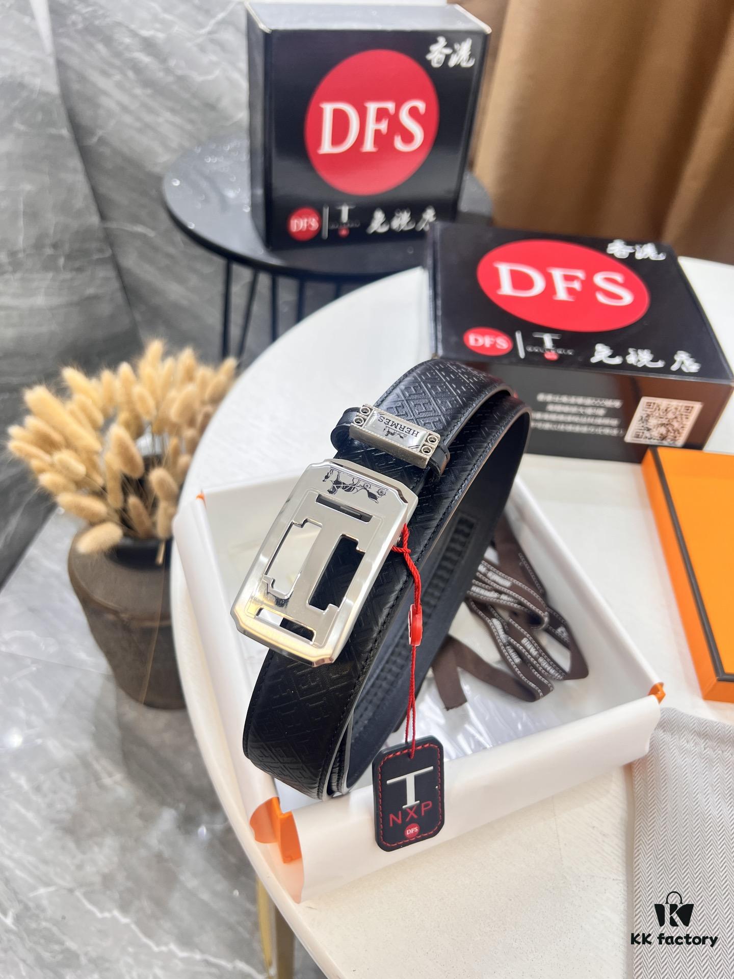 Hermes HH Original Factory Direct Order Belt - Italian Imported Top-Grade Calfskin Automatic Slide Buckle Belt