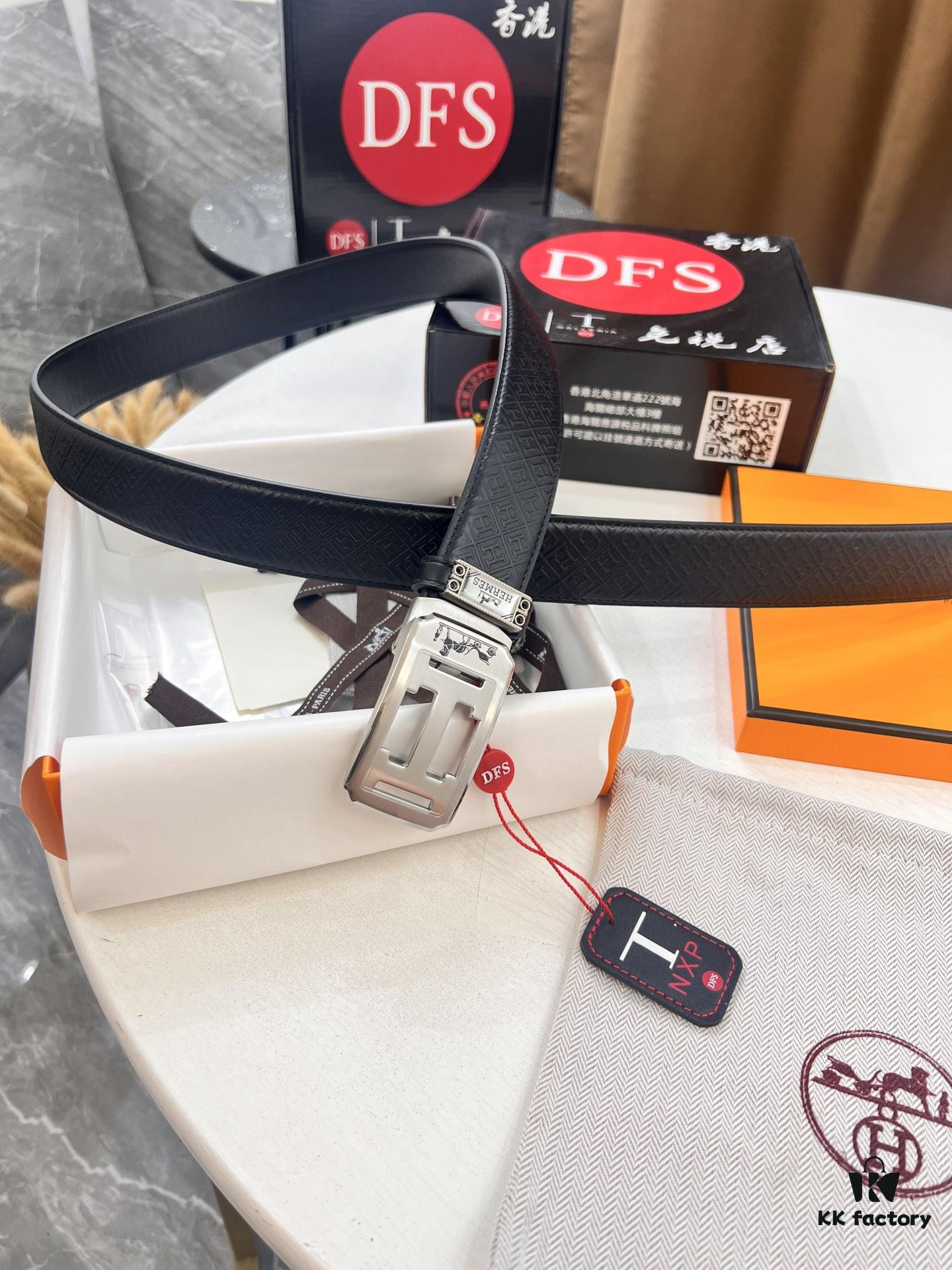 Hermes HH Original Factory Direct Order Belt - Italian Imported Top-Grade Calfskin Automatic Slide Buckle Belt