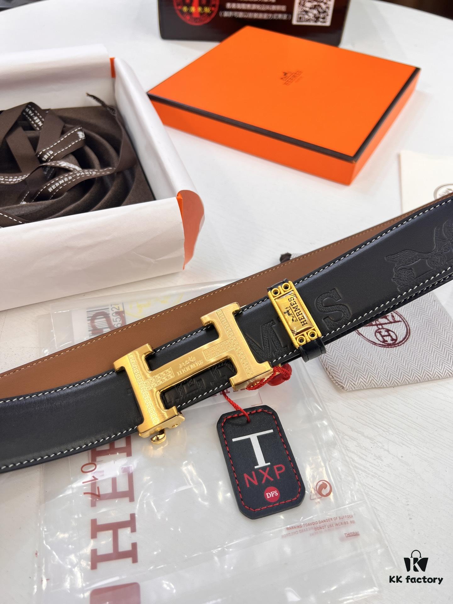 Hermès HH Original Factory Direct. Hong Kong Duty-Free T Gift Box 🎁 (NXP Hangtag with Online Authentication, Genuine Anti-Counterfeit Chip) Premium Molded Design, Stainless Steel H Buckle, Automatic Closure Hardware: Top-Tier Leather Belt Suitable for Authentication Verification. Italian Custom-Imported Embossed Full-Grain Calfskin, Auto-Slide Teeth, Earth-Tone Calfskin, Fashion Runway Style, High-End Duty-Free Purchase Grade, Soft and Luxurious Touch. Comparable to Authentic Hermès, Real Photographs and HD Videos Available. 3.5cm Width. Guaranteed Quality and Quantity.