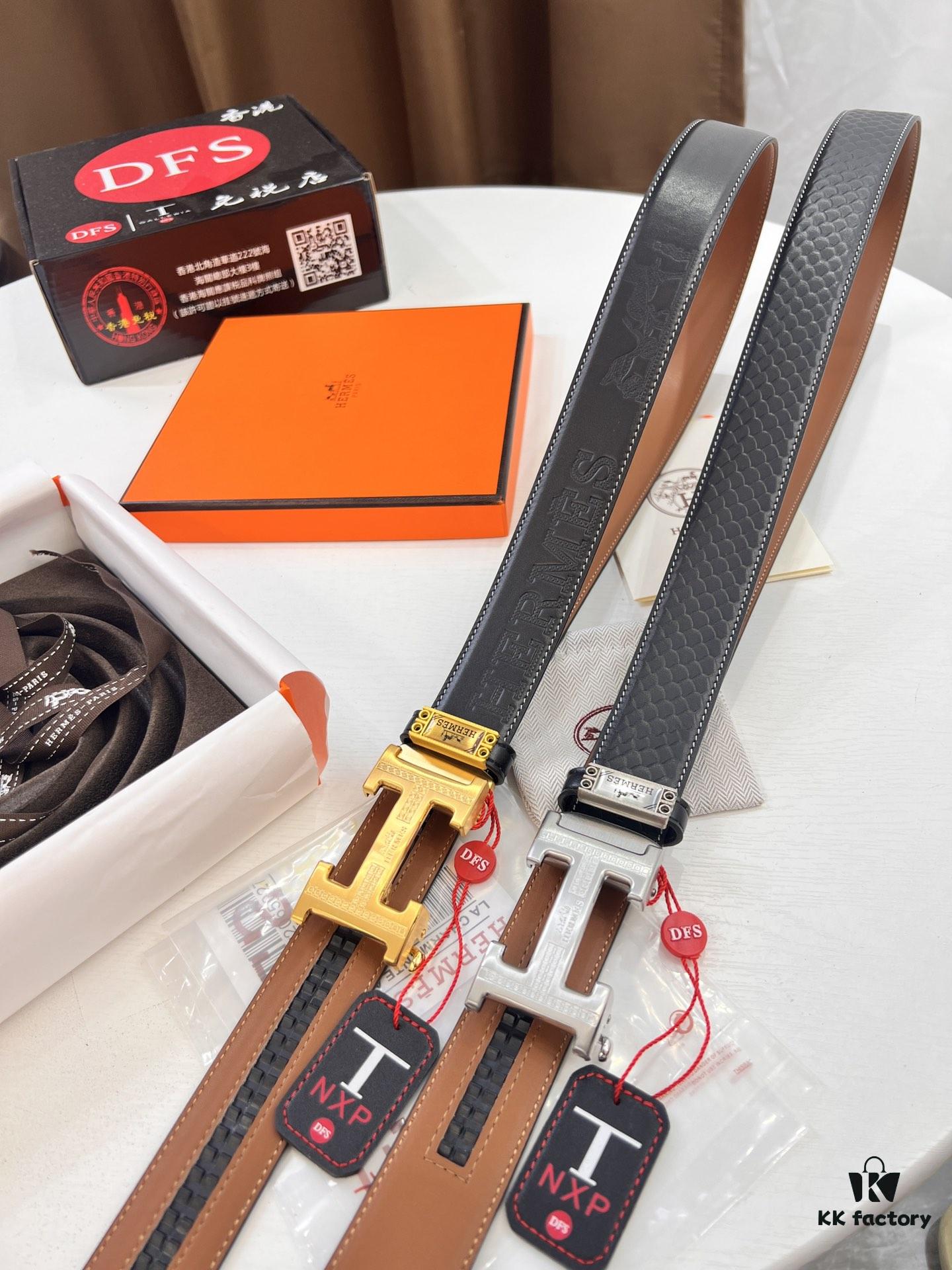 Hermès HH Original Factory Direct. Hong Kong Duty-Free T Gift Box 🎁 (NXP Hangtag with Verifiable Online Authentication, Genuine Anti-Counterfeit Chip). Authentic Mold Design, Stainless Steel H Buckle, Automatic Closure Hardware: Top-Tier Belt Suitable for Authentication