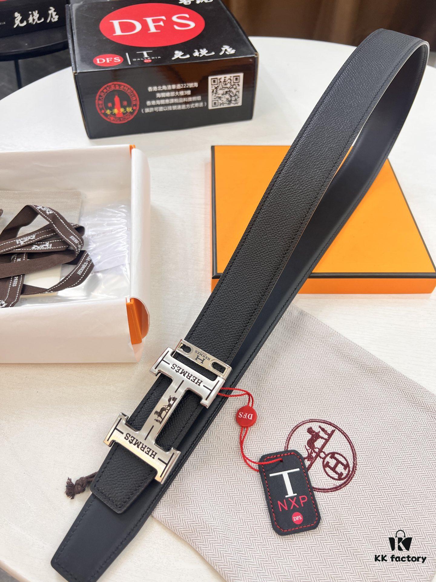 Arrival 🎺🎺 Hermes H Belt, ZP Molded Stainless Steel Hardware with Electroplated Pattern, Genuine Top-Layer Cowhide, Double-Sided Wear, 3.8cm Width