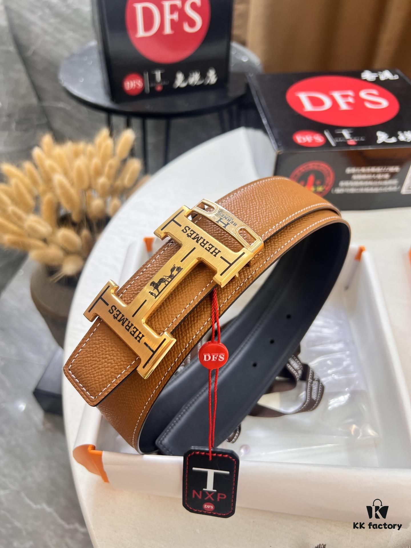 Arrival 🎺 Physical Shooting Hermes H Belt ZP Mold Stainless Steel Hardware with Electroplated Pattern Genuine Leather Double-Sided Use 3.8cm Width