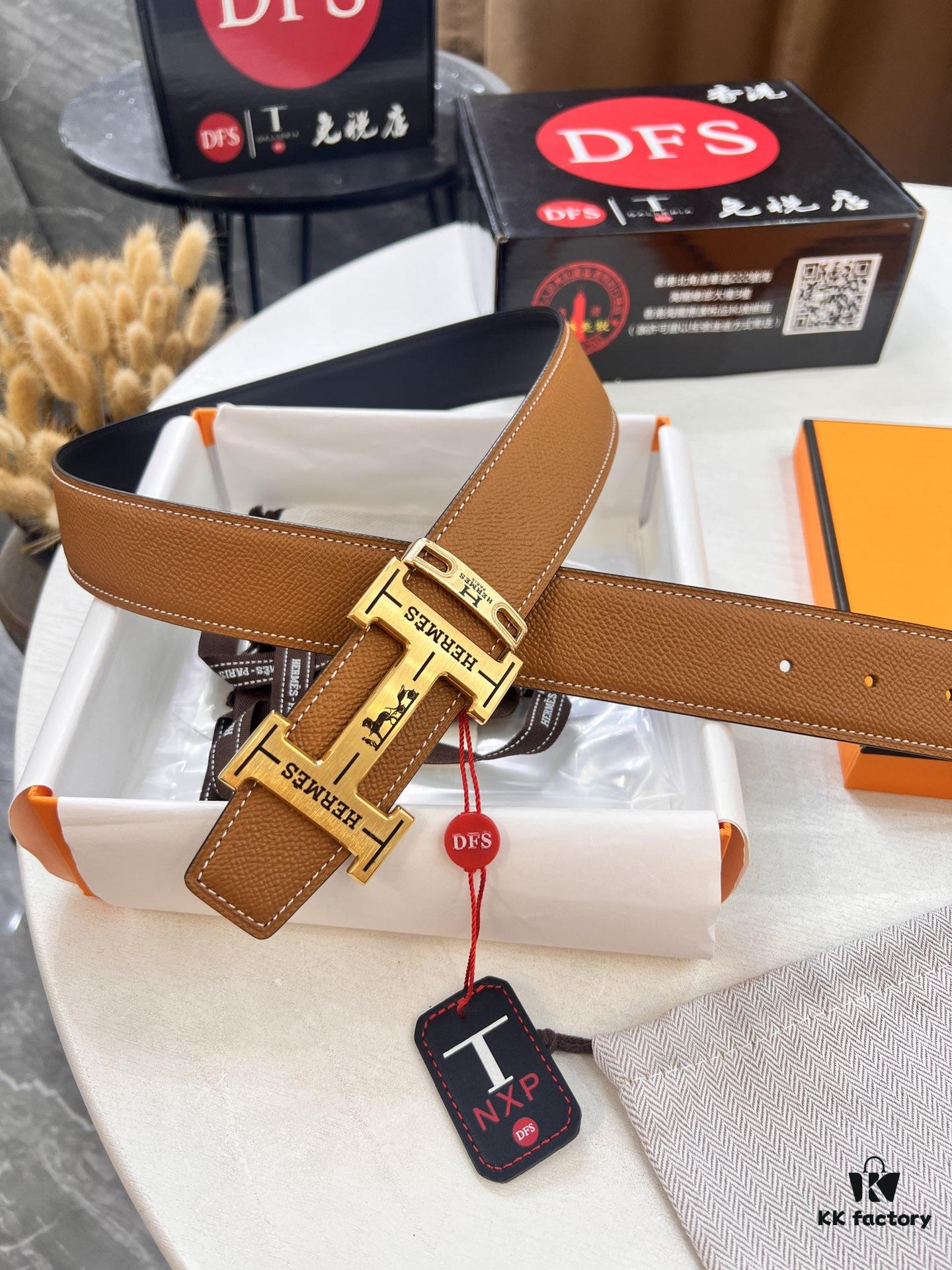 Arrival 🎺 Physical Shooting Hermes H Belt ZP Mold Stainless Steel Hardware with Electroplated Pattern Genuine Leather Double-Sided Use 3.8cm Width