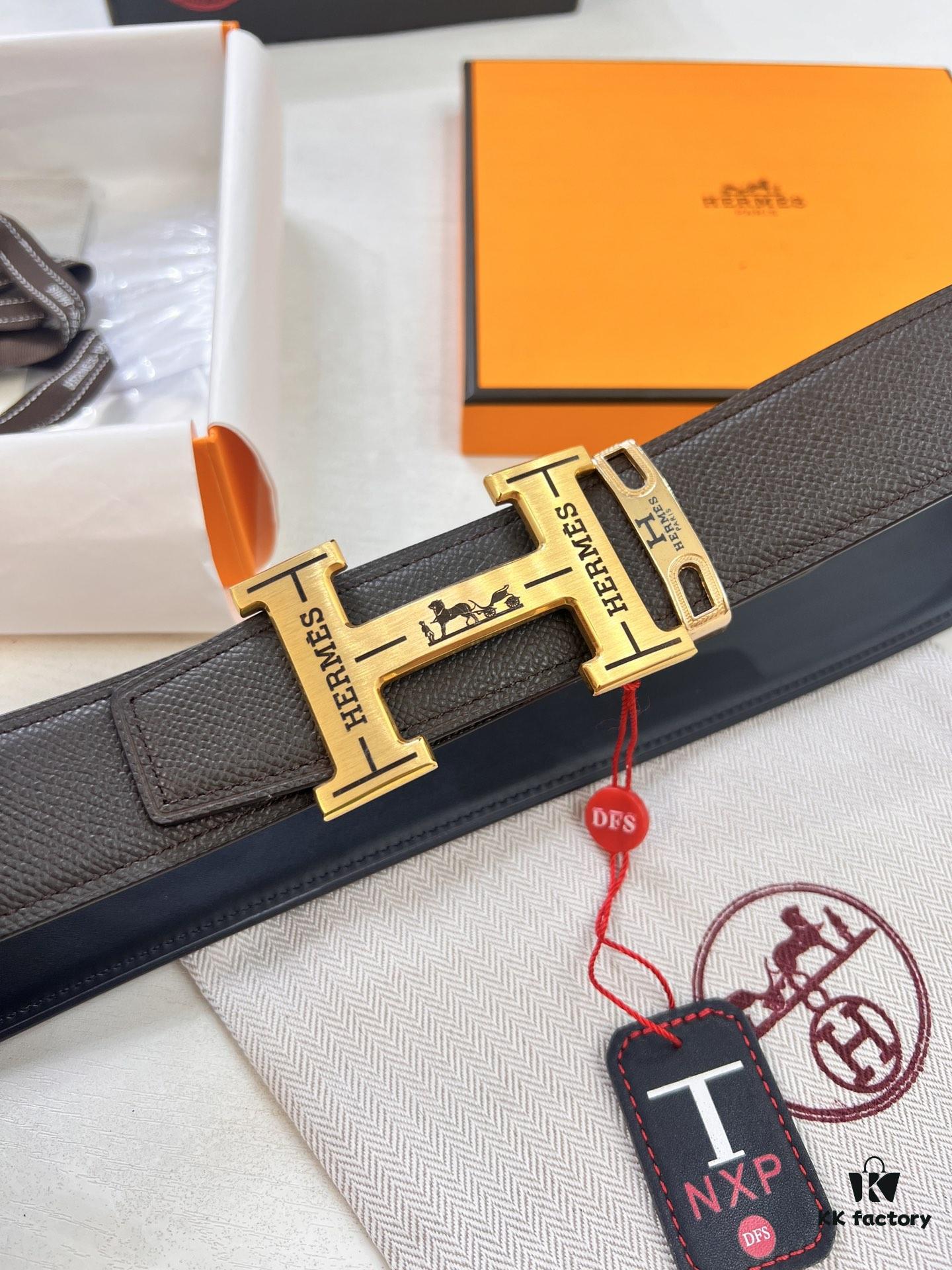 Arrival 🎺🎺 Actual Item Photography, Hermes H Belt, ZP Mold Made, H Electroplated Pattern Stainless Steel Hardware, Genuine Palm Grain Leather, Double-Sided Use, Full-Grain Cowhide Base, 3.8cm Width