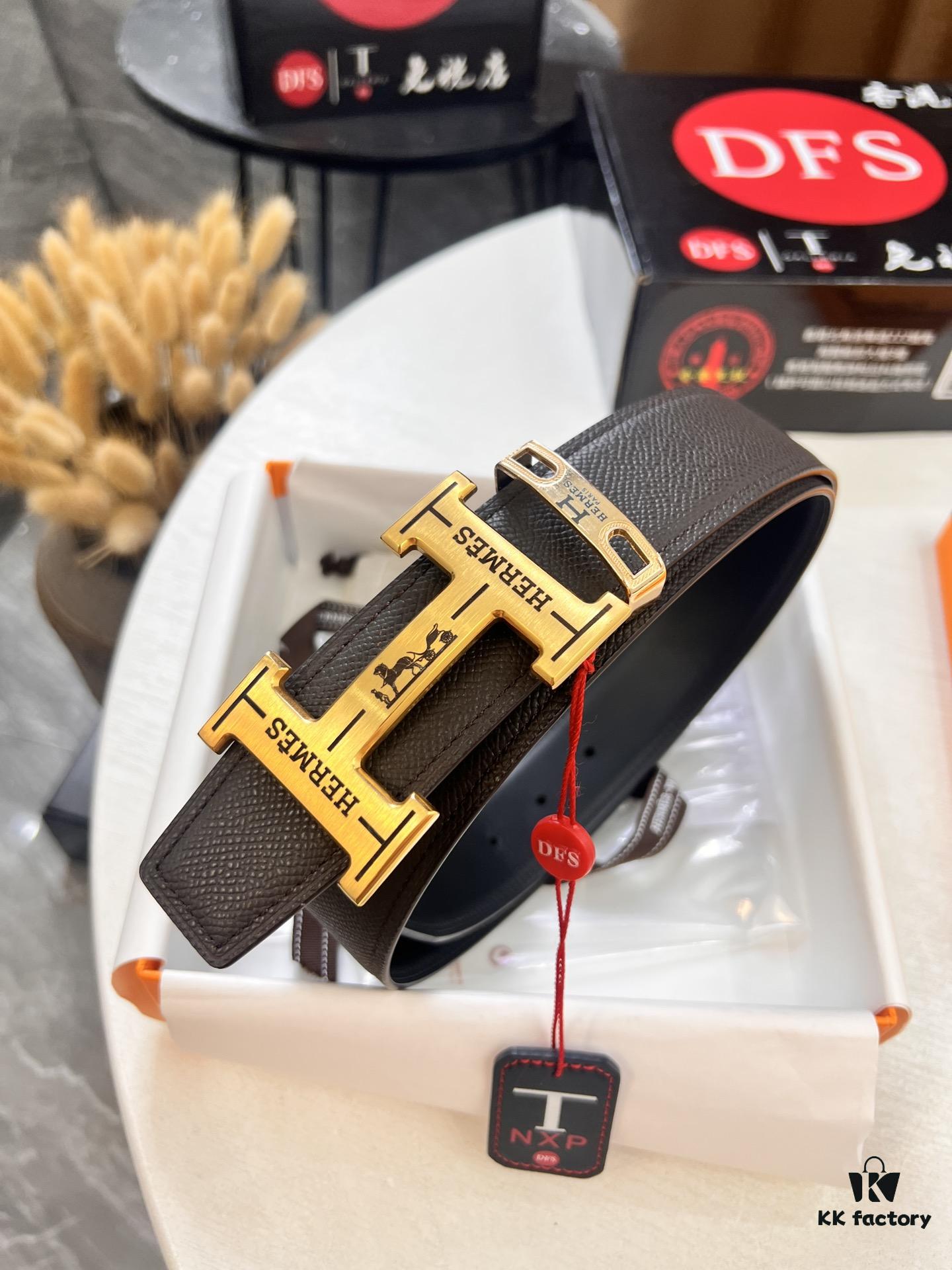 Arrival 🎺🎺 Actual Item Photography, Hermes H Belt, ZP Mold Made, H Electroplated Pattern Stainless Steel Hardware, Genuine Palm Grain Leather, Double-Sided Use, Full-Grain Cowhide Base, 3.8cm Width
