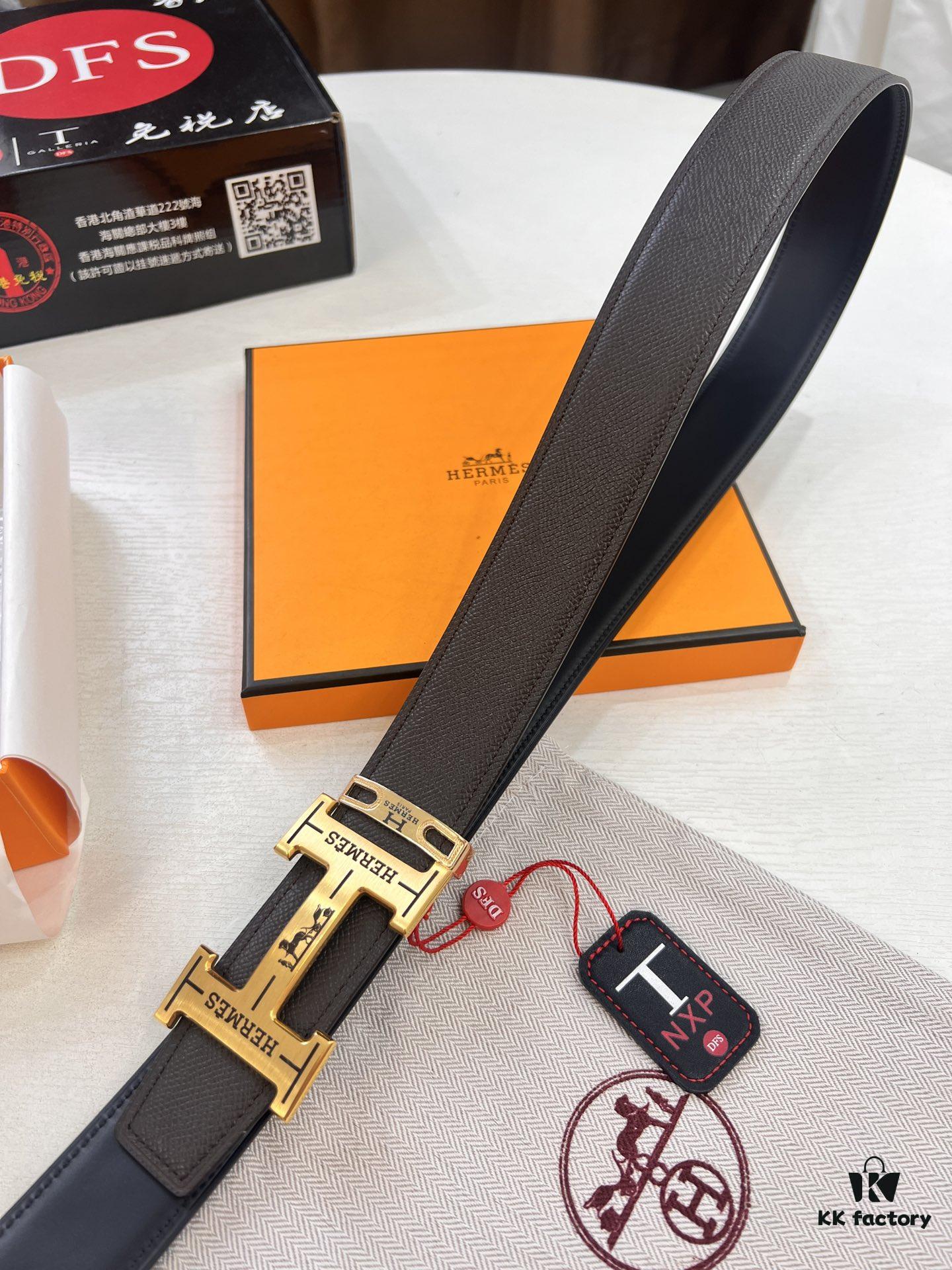 Arrival 🎺🎺 Actual Item Photography, Hermes H Belt, ZP Mold Made, H Electroplated Pattern Stainless Steel Hardware, Genuine Palm Grain Leather, Double-Sided Use, Full-Grain Cowhide Base, 3.8cm Width