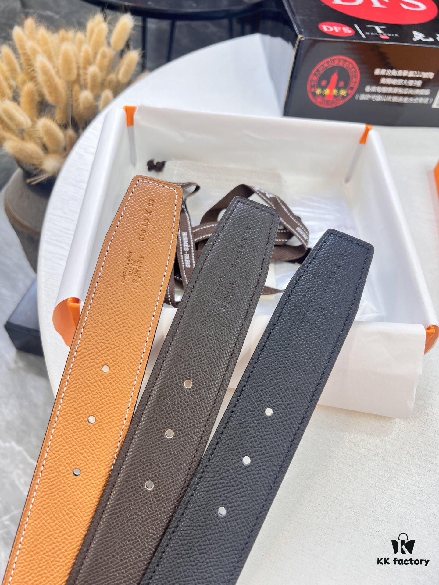 Arrival 🎺🎺 Actual Item Photography, Hermes H Belt, ZP Mold Made, H Electroplated Pattern Stainless Steel Hardware, Genuine Palm Grain Leather, Double-Sided Use, Full-Grain Cowhide Base, 3.8cm Width