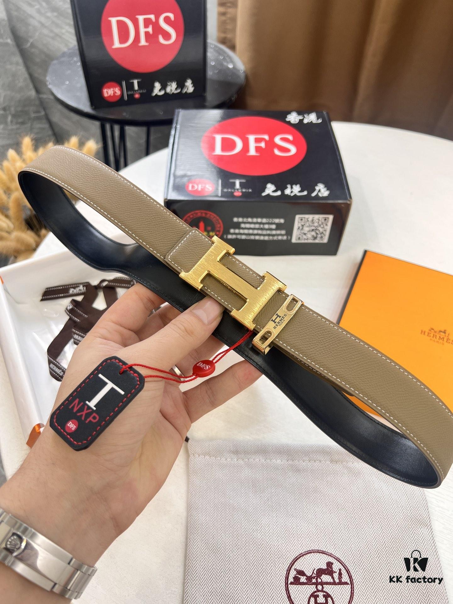 Arrival 🎺 Hermes H Belt, ZP Mould, Electroplated Stainless Steel Hardware, Unisex, Genuine Palm Pattern Leather, Reversible, Full-Grain Cowhide, 3.2cm Width