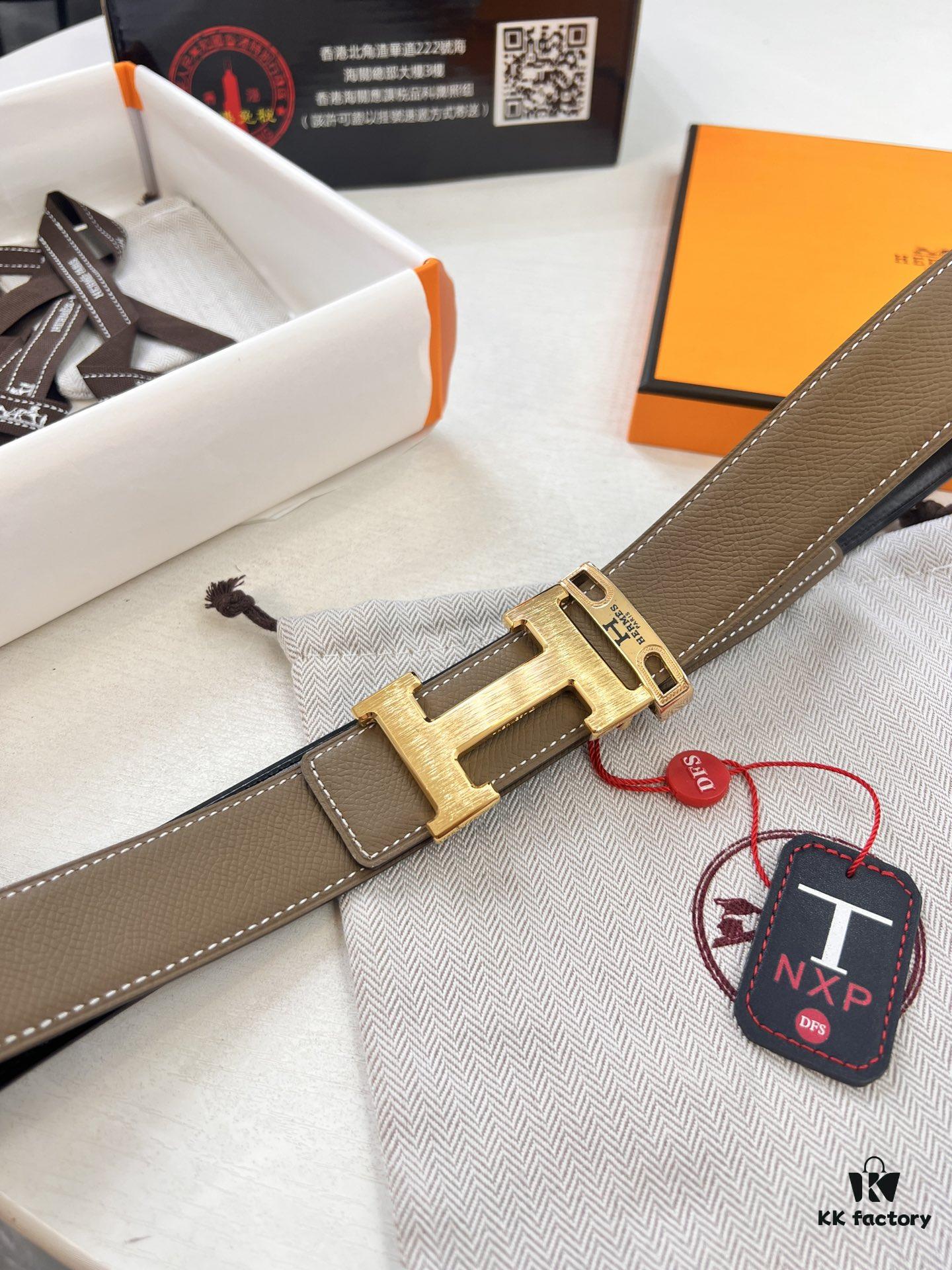 Arrival 🎺 Hermes H Belt, ZP Mould, Electroplated Stainless Steel Hardware, Unisex, Genuine Palm Pattern Leather, Reversible, Full-Grain Cowhide, 3.2cm Width