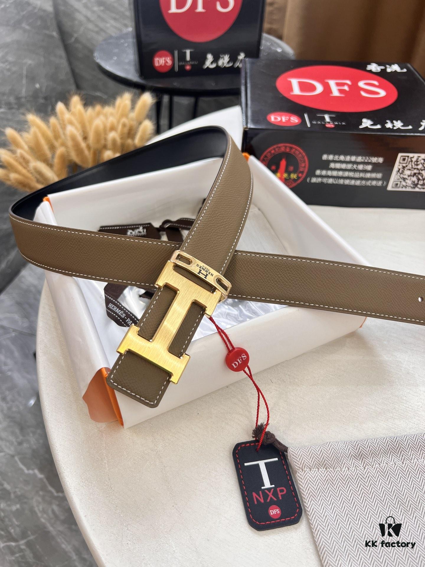 Arrival 🎺 Hermes H Belt, ZP Mould, Electroplated Stainless Steel Hardware, Unisex, Genuine Palm Pattern Leather, Reversible, Full-Grain Cowhide, 3.2cm Width