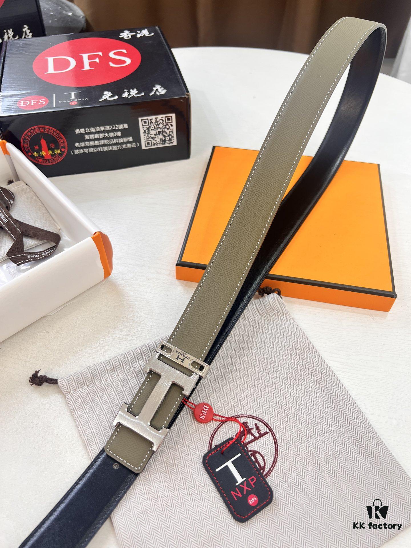 Arrival 🩳🩳🩳 Trumpet 🎺🎺 Real Item Shot, Hermès H Belt, ZP Mold Design, H Electroplated Stainless Steel Hardware, Unisex, Genuine Palm Grain Leather from Original Factory, Reversible Double-Sided Use, Top-Layer Cowhide Base, 3.2cm Width