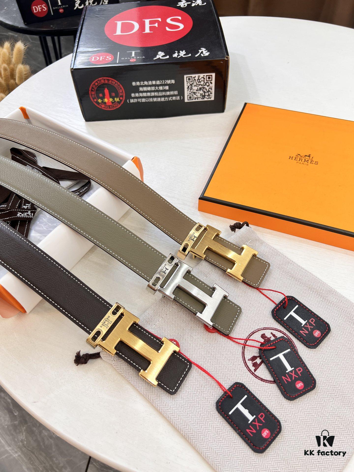 Arrival 🩳🩳🩳 Trumpet 🎺🎺 Real Item Shot, Hermès H Belt, ZP Mold Design, H Electroplated Stainless Steel Hardware, Unisex, Genuine Palm Grain Leather from Original Factory, Reversible Double-Sided Use, Top-Layer Cowhide Base, 3.2cm Width