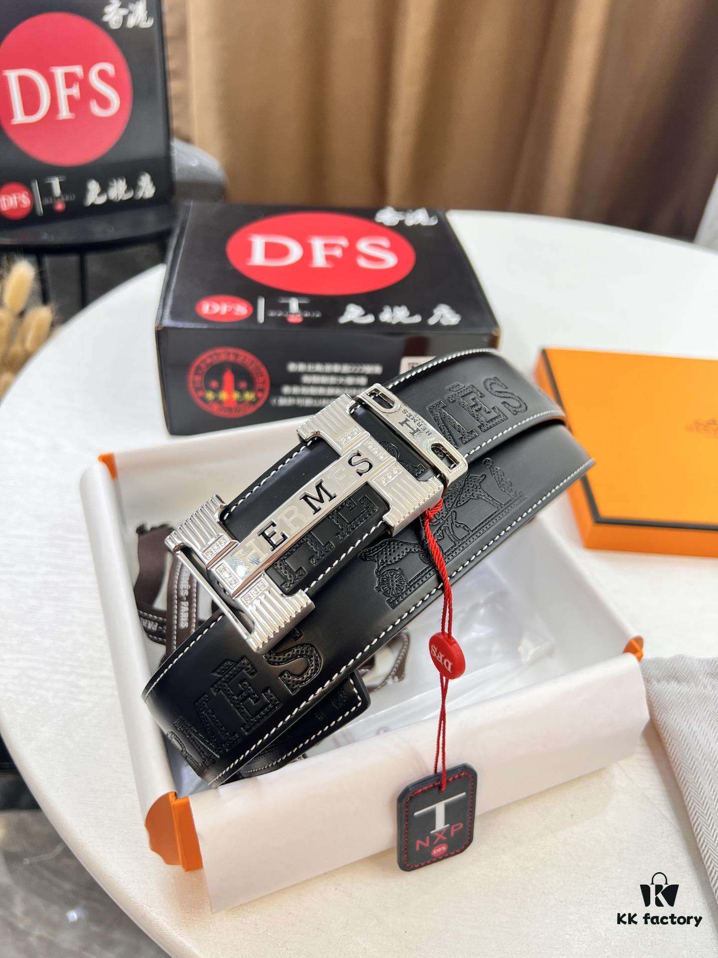 Hermès H Belt, New Arrival, Stainless Steel H Buckle with Paved Stones, ZP Synchronized Engraved Logo, Genuine Imported H Horse Carriage Top Layer Cattle Leather, Original Cowhide Backing, 3.8cm Width, Official Website Version, Top Quality