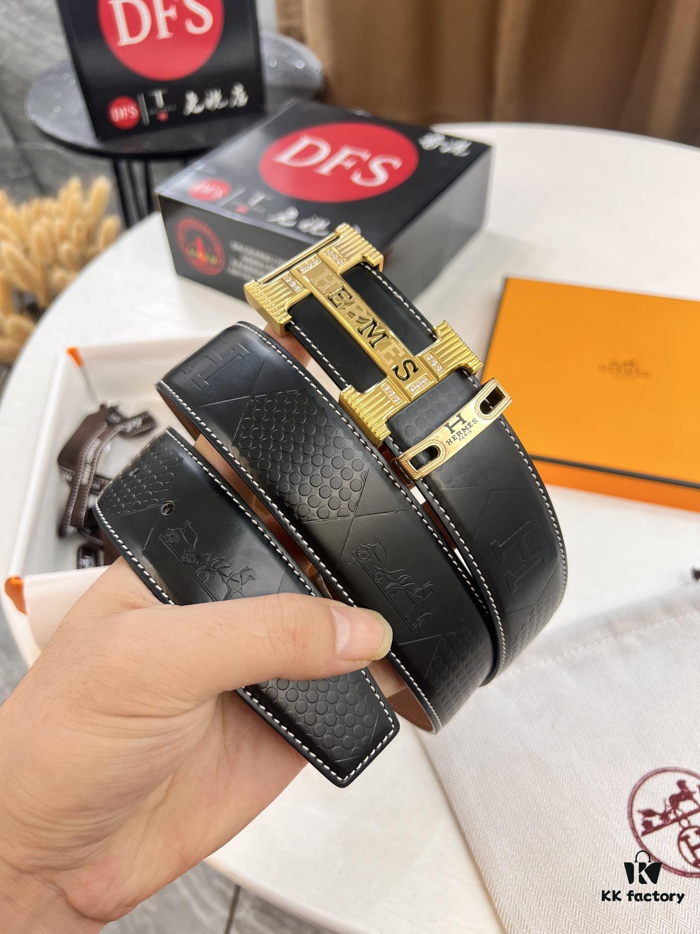 Hermes H Belt, New Arrival, Stainless Steel H Buckle with Paved Stones, ZP Synchronized Engraved Logo, Top Quality Genuine Cowhide Leather