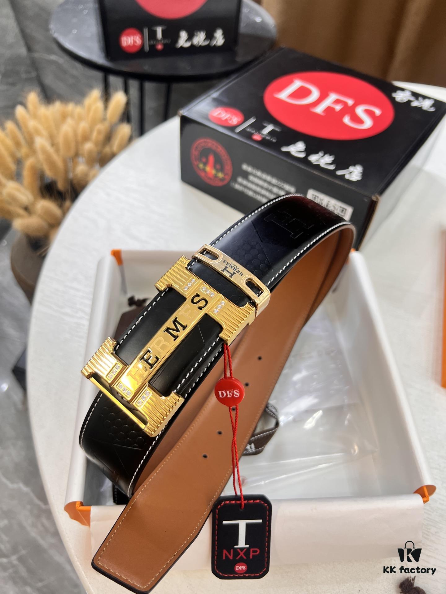 Hermes H Belt, New Arrival, Stainless Steel H Buckle with Paved Stones, ZP Synchronized Engraved Logo, Top Quality Genuine Cowhide Leather