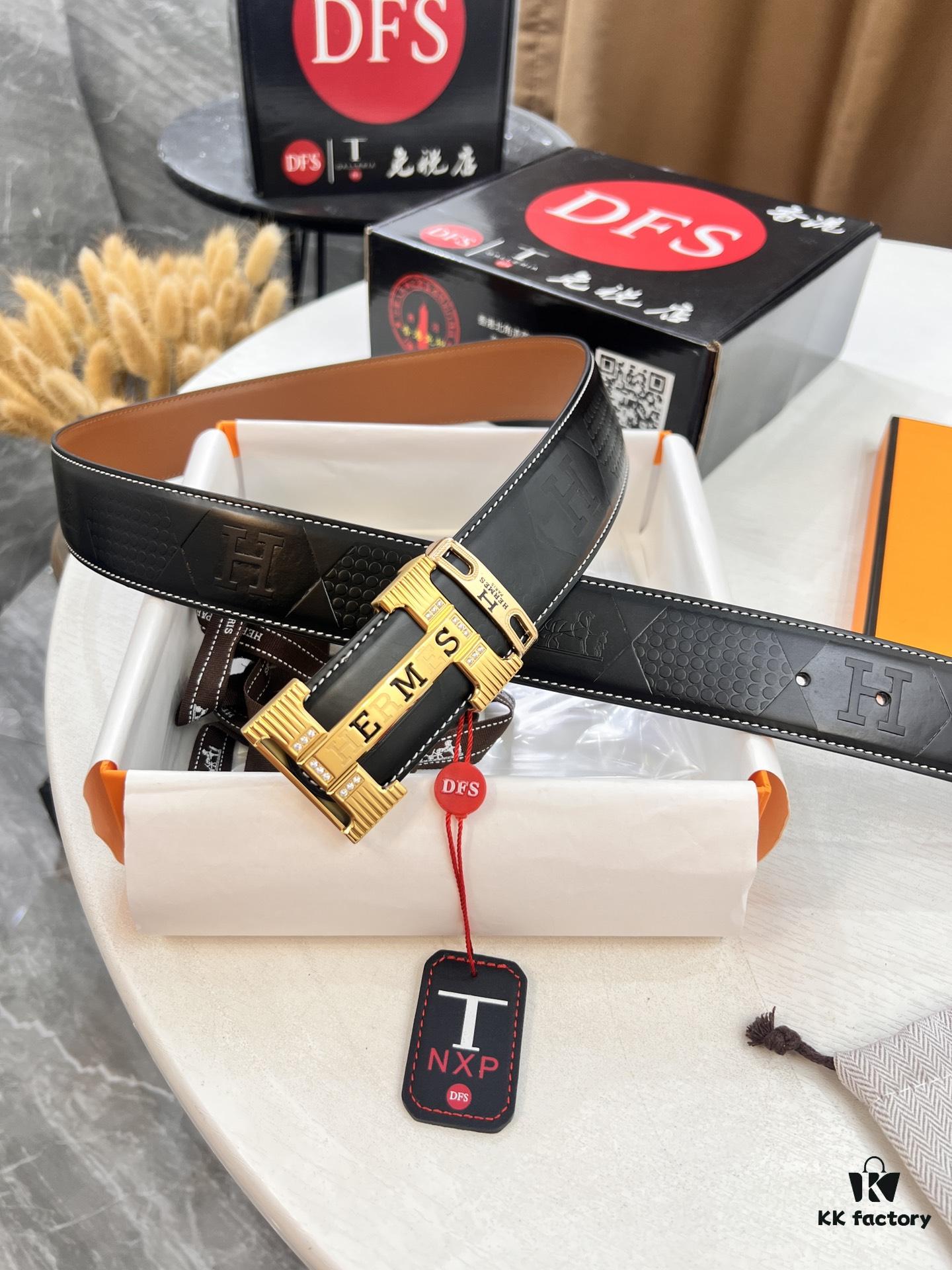 Hermes H Belt, New Arrival, Stainless Steel H Buckle with Paved Stones, ZP Synchronized Engraved Logo, Top Quality Genuine Cowhide Leather