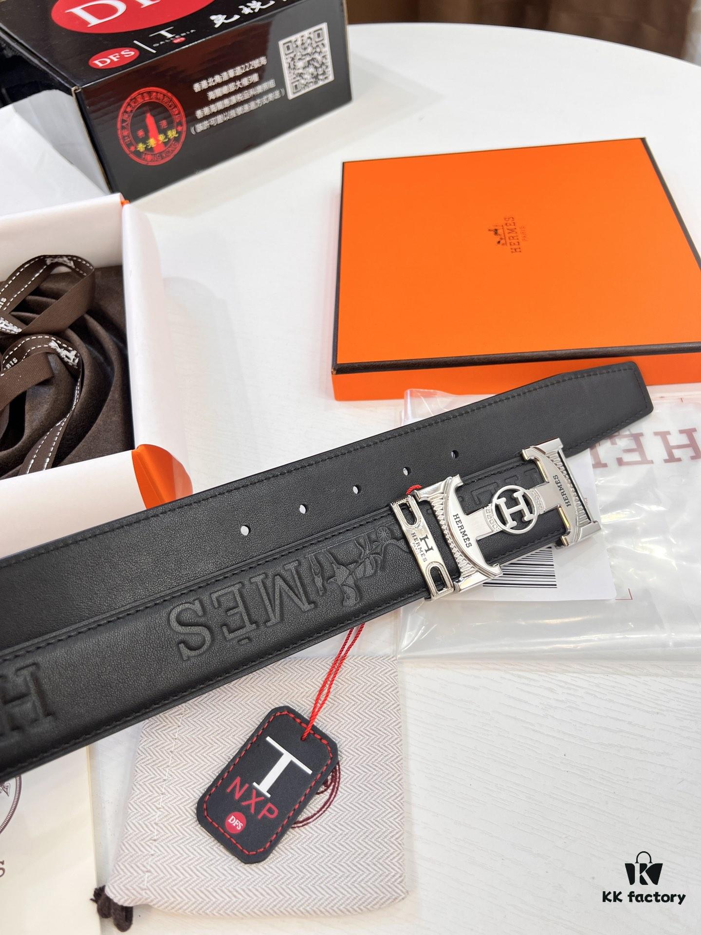 Arrival 🎺🎺 Real Product Shot, Hermes Men's Belt New Style with Diamond-Inlaid Letters and Hidden Buckle, ZP-Synchronized Steel Engraved Logo