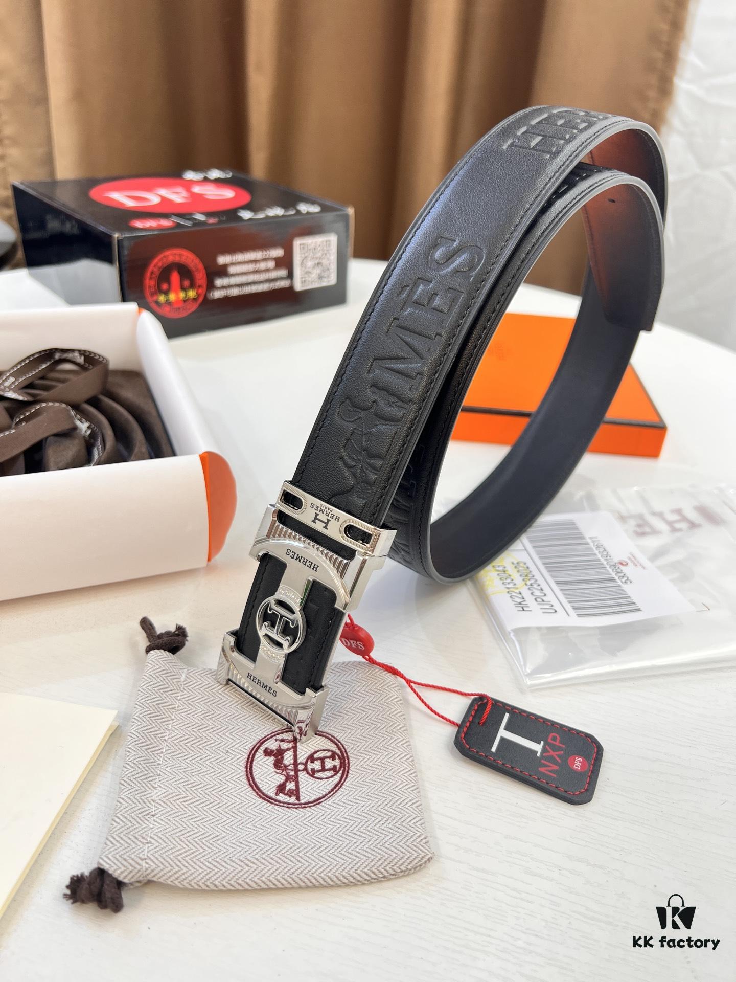 Arrival 🎺🎺 Real Product Shot, Hermes Men's Belt New Style with Diamond-Inlaid Letters and Hidden Buckle, ZP-Synchronized Steel Engraved Logo