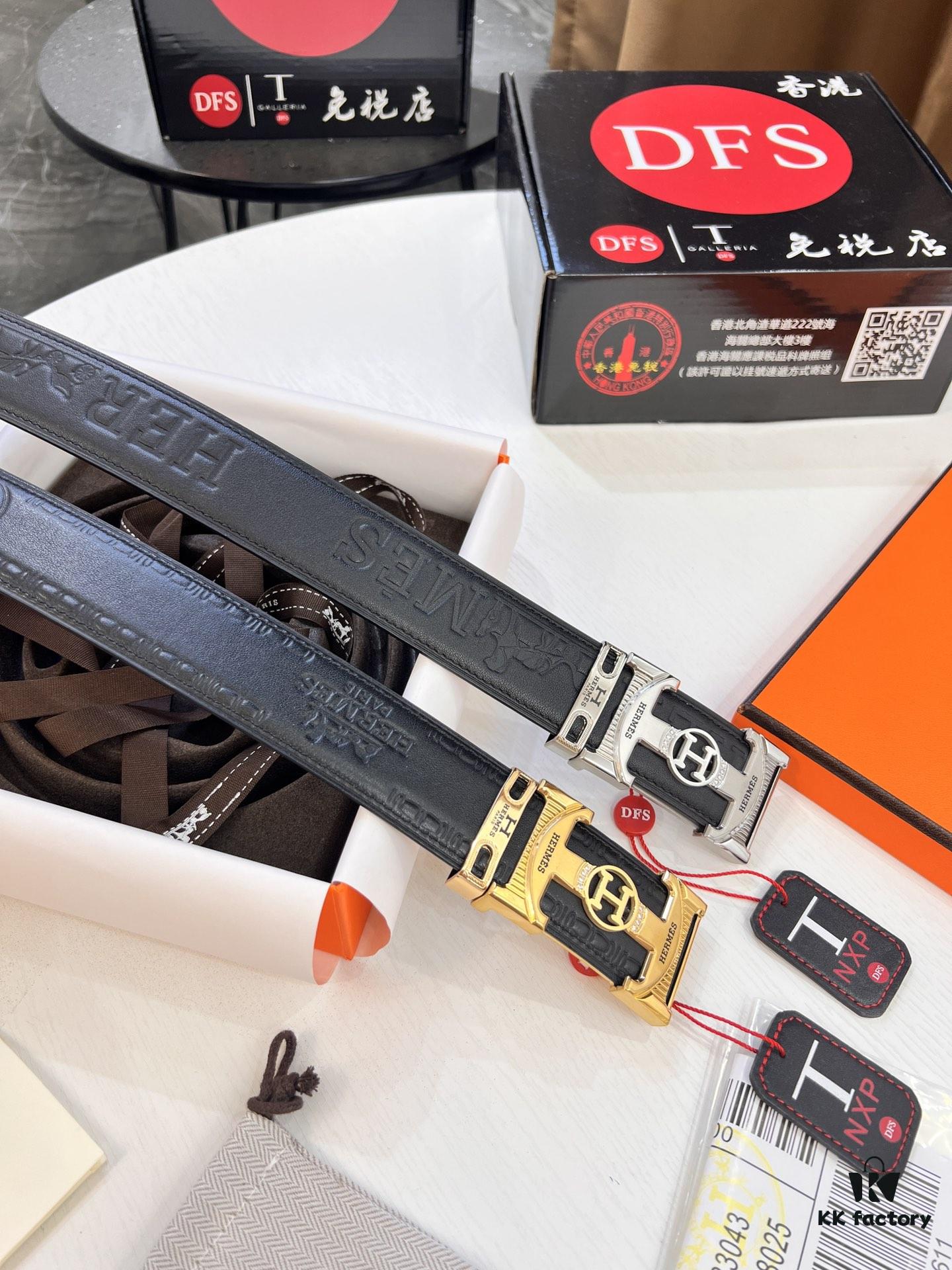 Arrival 🎺🎺 Real Product Shot, Hermes Men's Belt New Style with Diamond-Inlaid Letters and Hidden Buckle, ZP-Synchronized Steel Engraved Logo