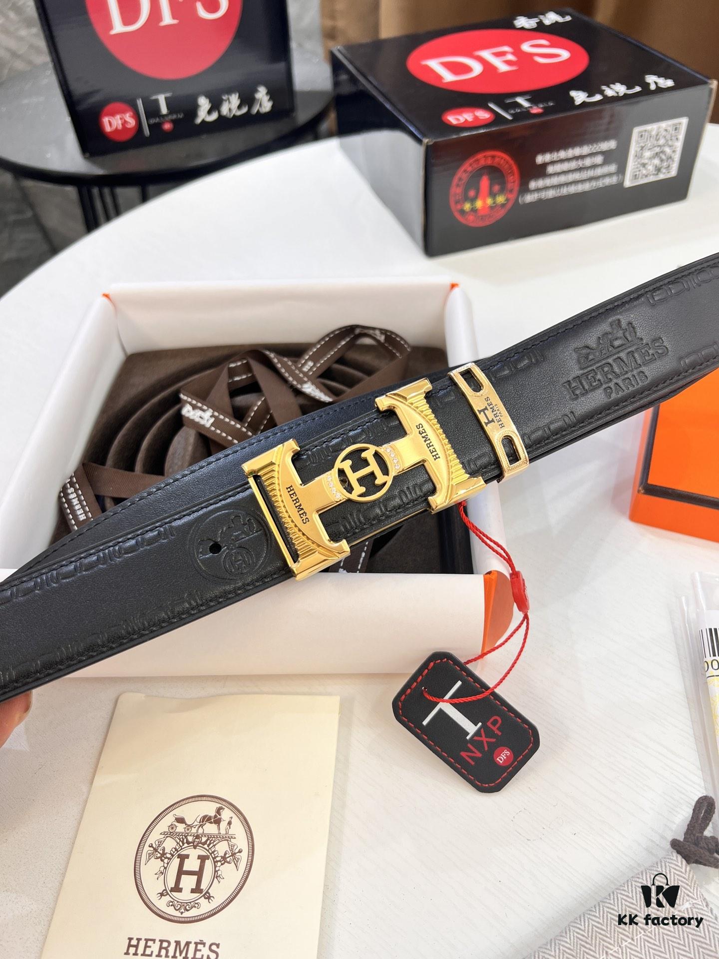 Arrival 🎺🎺 Real Shot, Hermes Men's Belt, New Style with Diamond-Encrusted Lettered Inner Buckle, ZP-Synchronized Steel Stamp Logo