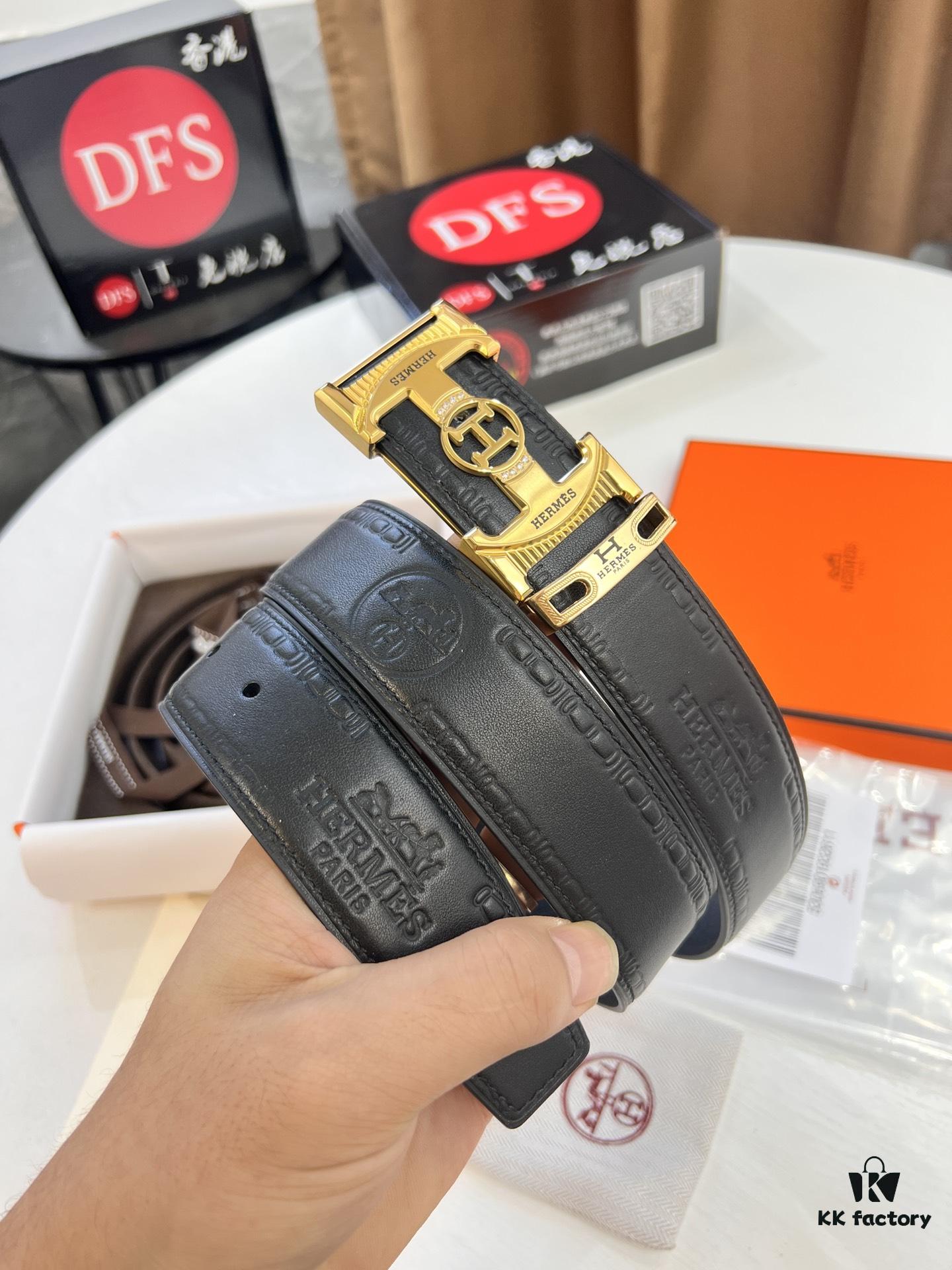 Arrival 🎺🎺 Real Shot, Hermes Men's Belt, New Style with Diamond-Encrusted Lettered Inner Buckle, ZP-Synchronized Steel Stamp Logo