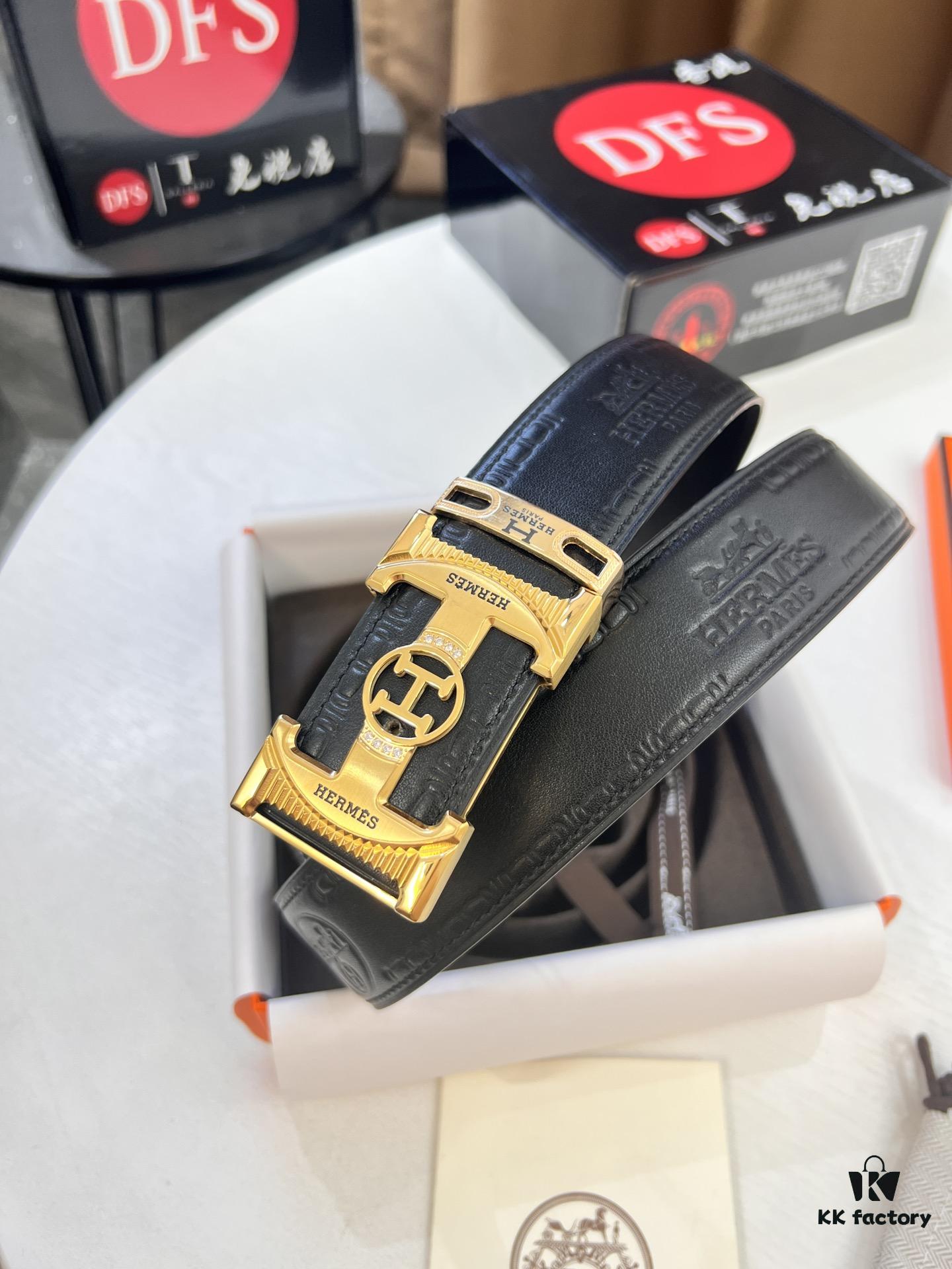Arrival 🎺🎺 Real Shot, Hermes Men's Belt, New Style with Diamond-Encrusted Lettered Inner Buckle, ZP-Synchronized Steel Stamp Logo