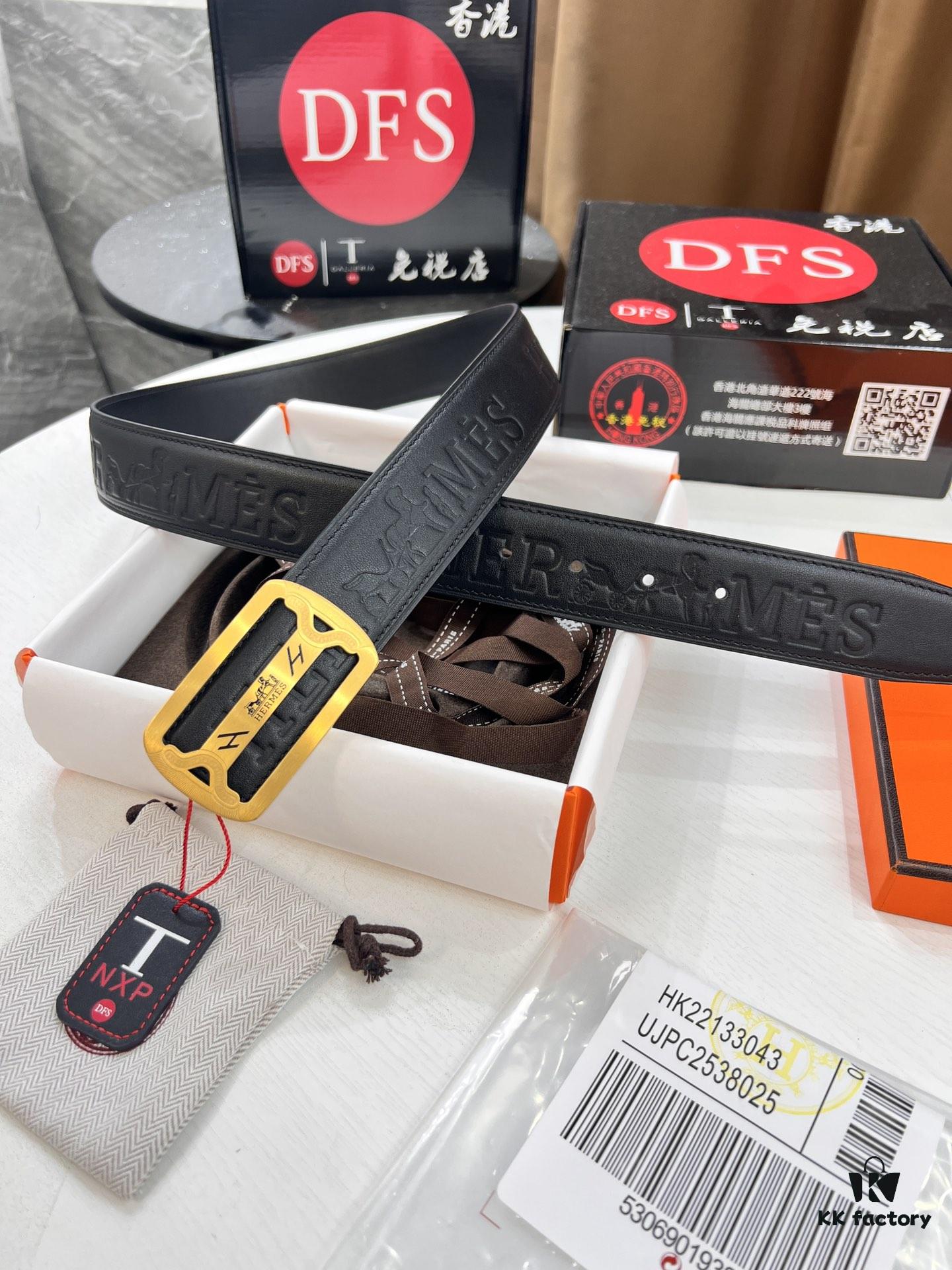 Hermès Men's Belt, Top Grain Calfskin with Engraved Sterling Silver Hardware, 3.8cm Width, Adjustable Length