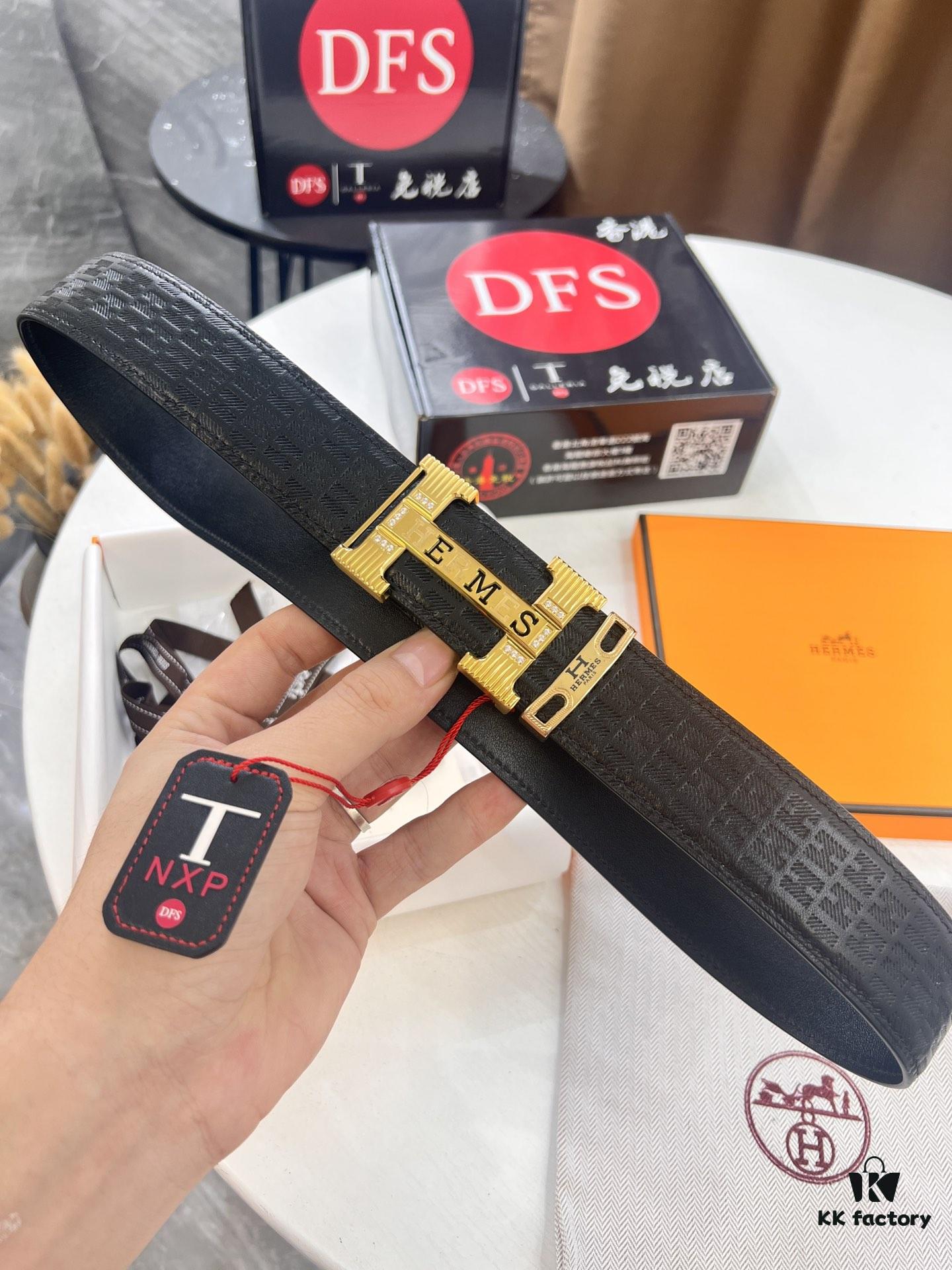 Hermès H Belt, New Arrival, Stainless Steel H Buckle with Paved Bricks, ZP Synchronized Engraved Logo, Genuine Imported Top-Layer Calfskin Leather