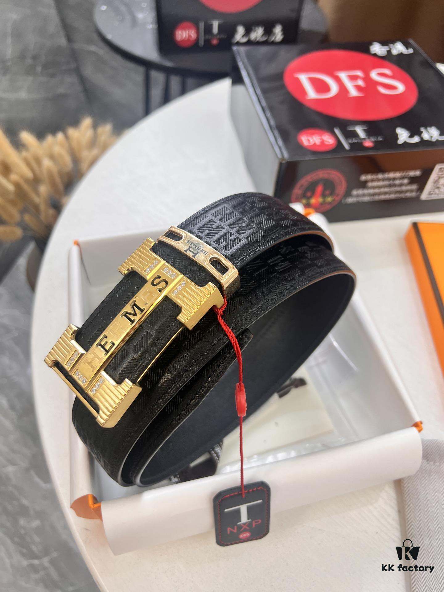 Hermès H Belt, New Arrival, Stainless Steel H Buckle with Paved Bricks, ZP Synchronized Engraved Logo, Genuine Imported Top-Layer Calfskin Leather