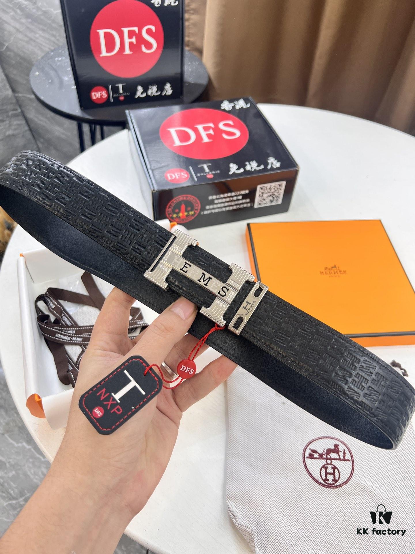 Hermès H Belt, New Arrival with Paved Steel H Buckle, Full Grain Cowhide Leather, 3.8cm Width, Imported Horsehead Leather, ZP-Synchronized Engraved Logo