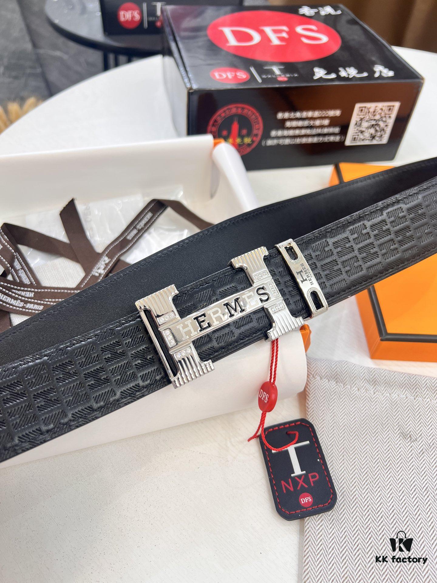 Hermès H Belt, New Arrival with Paved Steel H Buckle, Full Grain Cowhide Leather, 3.8cm Width, Imported Horsehead Leather, ZP-Synchronized Engraved Logo