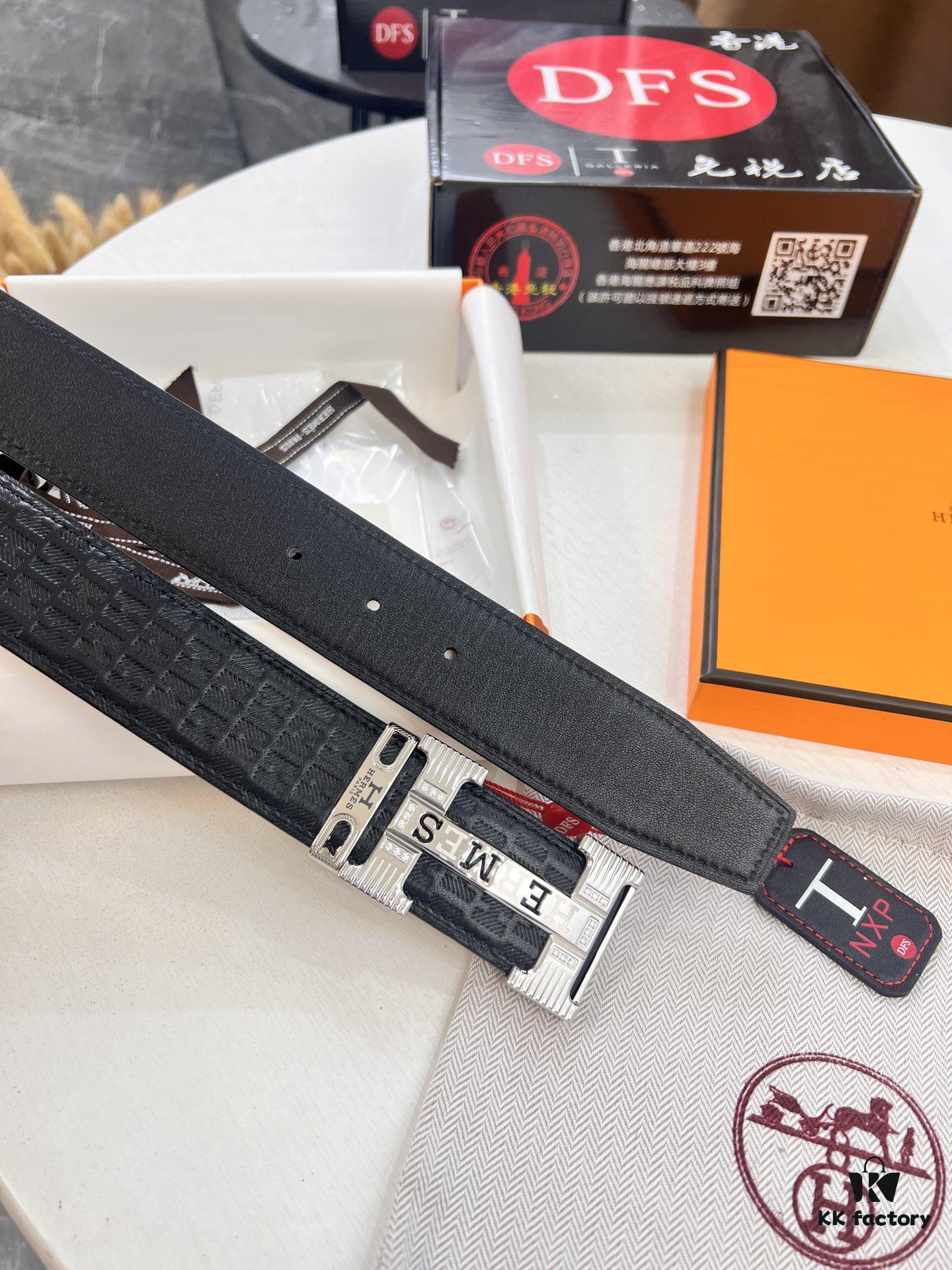 Hermès H Belt, New Arrival with Paved Steel H Buckle, Full Grain Cowhide Leather, 3.8cm Width, Imported Horsehead Leather, ZP-Synchronized Engraved Logo