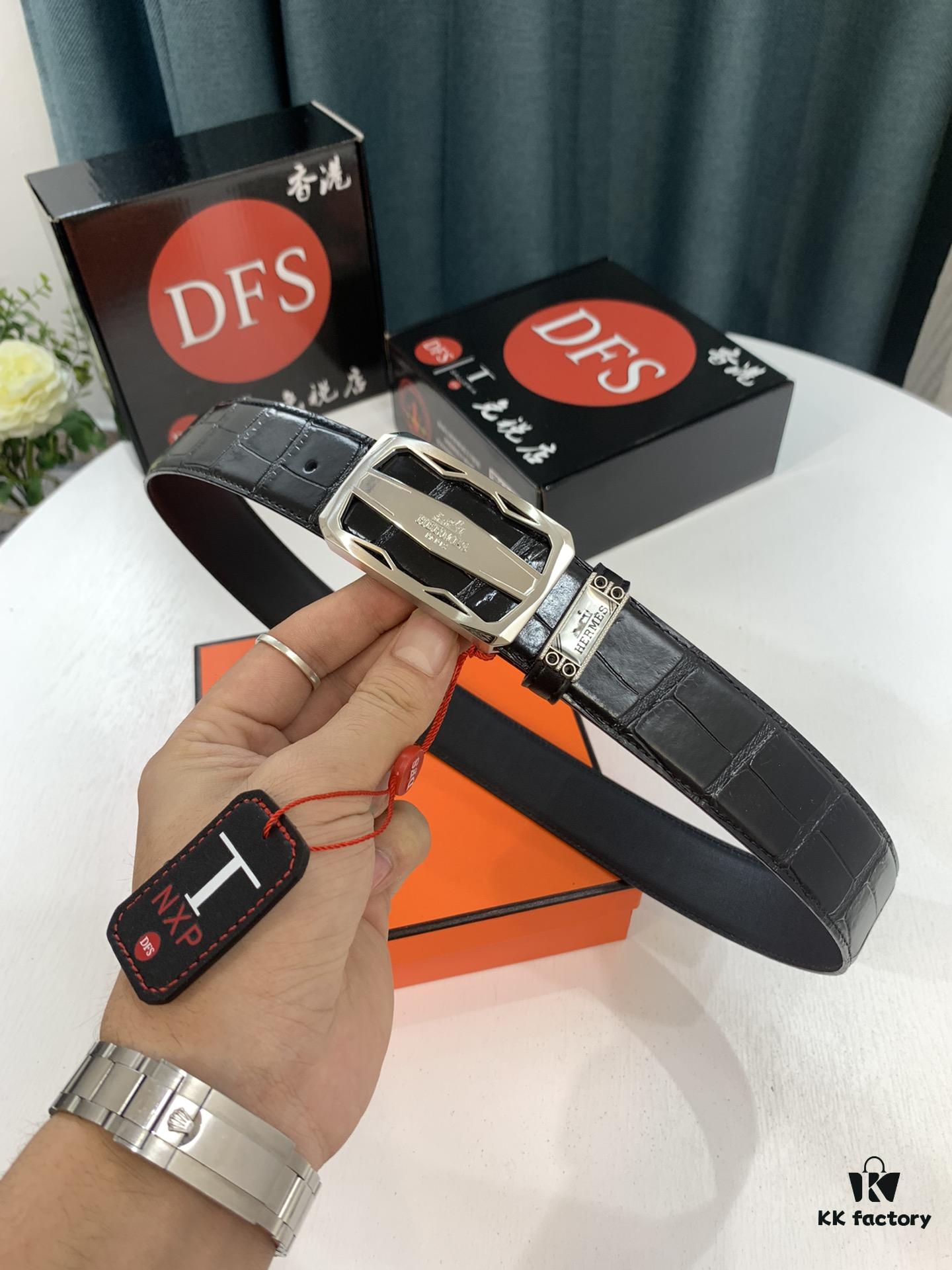 Arrival 🎺🎺 Real Item Shot, Hermes Men's Belt, Letter-Inner-Wear Buckle, ZP Synchronized Steel Logo, Imported Crocodile Texture Top Layer Cowhide, Soft Touch, Fashion Brand 3.8cm Available on Official Website, Premium Quality with Authentication Support, Quality as Shown, Recognize Duty-Free Store Packaging with NXP Chip Sensing Access to Official Website