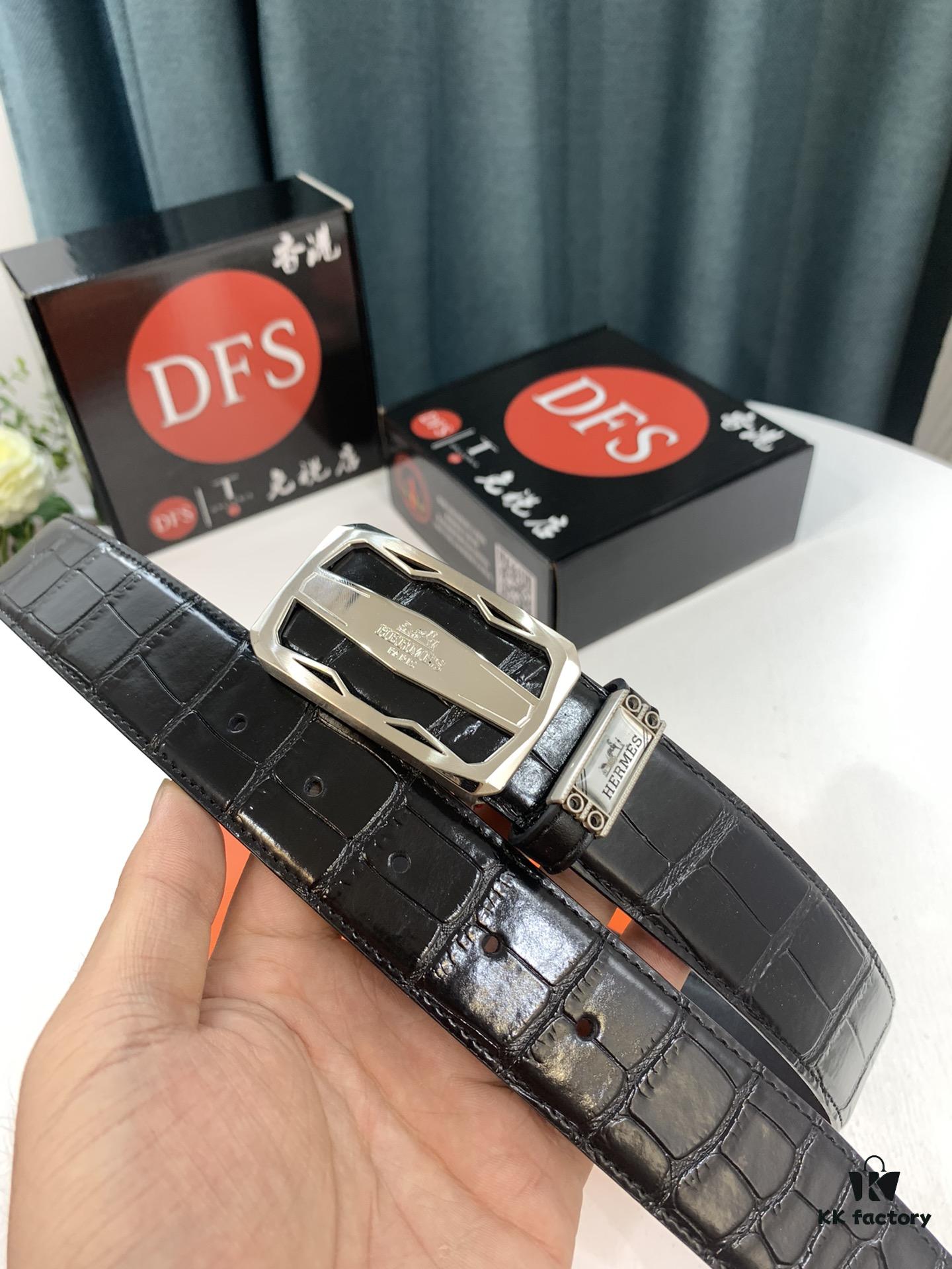 Arrival 🎺🎺 Real Item Shot, Hermes Men's Belt, Letter-Inner-Wear Buckle, ZP Synchronized Steel Logo, Imported Crocodile Texture Top Layer Cowhide, Soft Touch, Fashion Brand 3.8cm Available on Official Website, Premium Quality with Authentication Support, Quality as Shown, Recognize Duty-Free Store Packaging with NXP Chip Sensing Access to Official Website