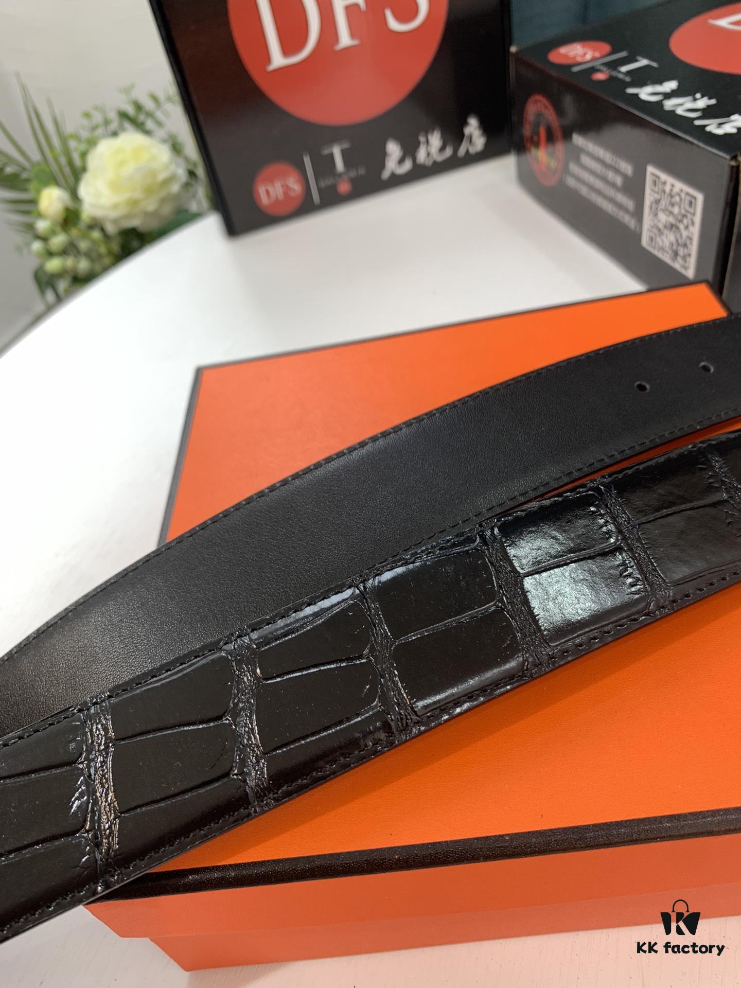 Arrival 🎺🎺 Real Item Shot, Hermes Men's Belt, Letter-Inner-Wear Buckle, ZP Synchronized Steel Logo, Imported Crocodile Texture Top Layer Cowhide, Soft Touch, Fashion Brand 3.8cm Available on Official Website, Premium Quality with Authentication Support, Quality as Shown, Recognize Duty-Free Store Packaging with NXP Chip Sensing Access to Official Website