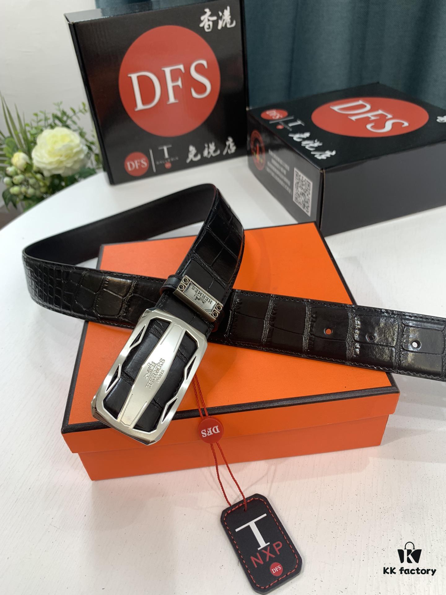 Arrival 🎺🎺 Real Item Shot, Hermes Men's Belt, Letter-Inner-Wear Buckle, ZP Synchronized Steel Logo, Imported Crocodile Texture Top Layer Cowhide, Soft Touch, Fashion Brand 3.8cm Available on Official Website, Premium Quality with Authentication Support, Quality as Shown, Recognize Duty-Free Store Packaging with NXP Chip Sensing Access to Official Website