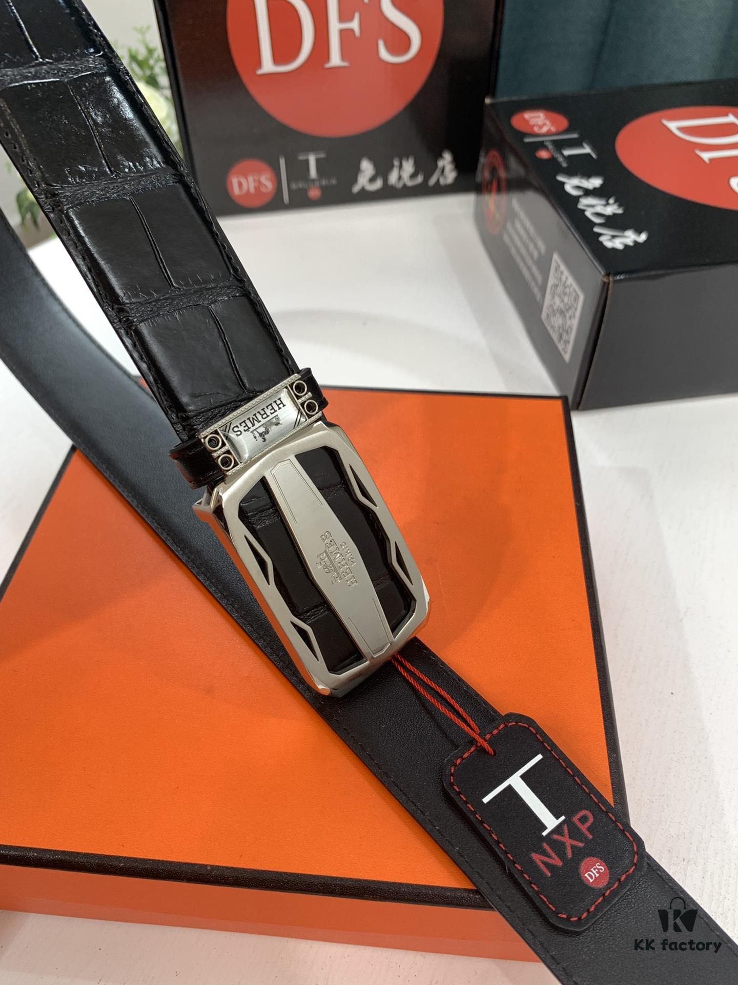 Arrival 🎺🎺 Real Item Shot, Hermes Men's Belt, Letter-Inner-Wear Buckle, ZP Synchronized Steel Logo, Imported Crocodile Texture Top Layer Cowhide, Soft Touch, Fashion Brand 3.8cm Available on Official Website, Premium Quality with Authentication Support, Quality as Shown, Recognize Duty-Free Store Packaging with NXP Chip Sensing Access to Official Website