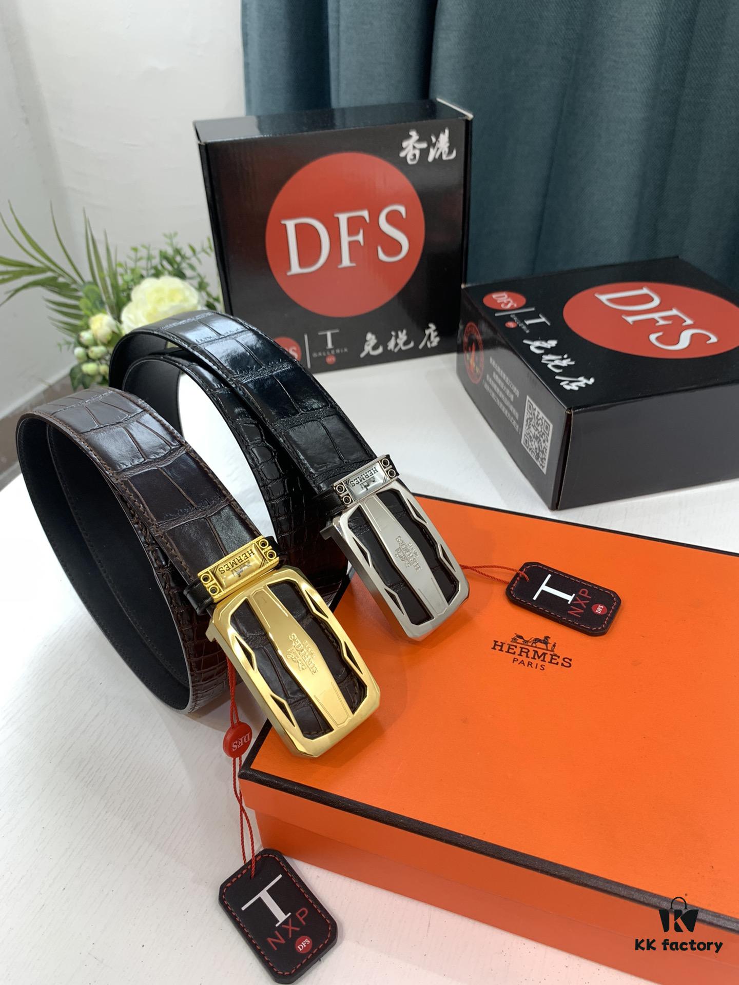 Arrival 🎺🎺 Real Item Shot, Hermes Men's Belt, Letter-Inner-Wear Buckle, ZP Synchronized Steel Logo, Imported Crocodile Texture Top Layer Cowhide, Soft Touch, Fashion Brand 3.8cm Available on Official Website, Premium Quality with Authentication Support, Quality as Shown, Recognize Duty-Free Store Packaging with NXP Chip Sensing Access to Official Website