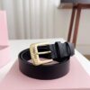 Sanya Tax-Free Genuine Latest Gift Box Packaging Miu Miu High-End Women's Leather Belt 3.0cm Width