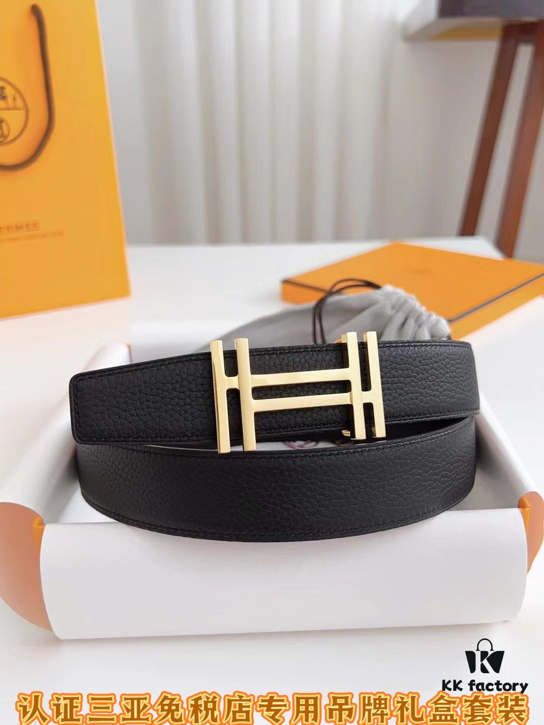 Sanya Tax-Free Genuine Hermes Latest Gift Box Packaging: Double-Sided Imported T-Pattern Calfskin Belt, 3.8cm Width, Fine Craftsmanship, High-Quality, Stainless Steel Buckle (Multiple Styles Available), Size 100-125cm, Full Set Packaging