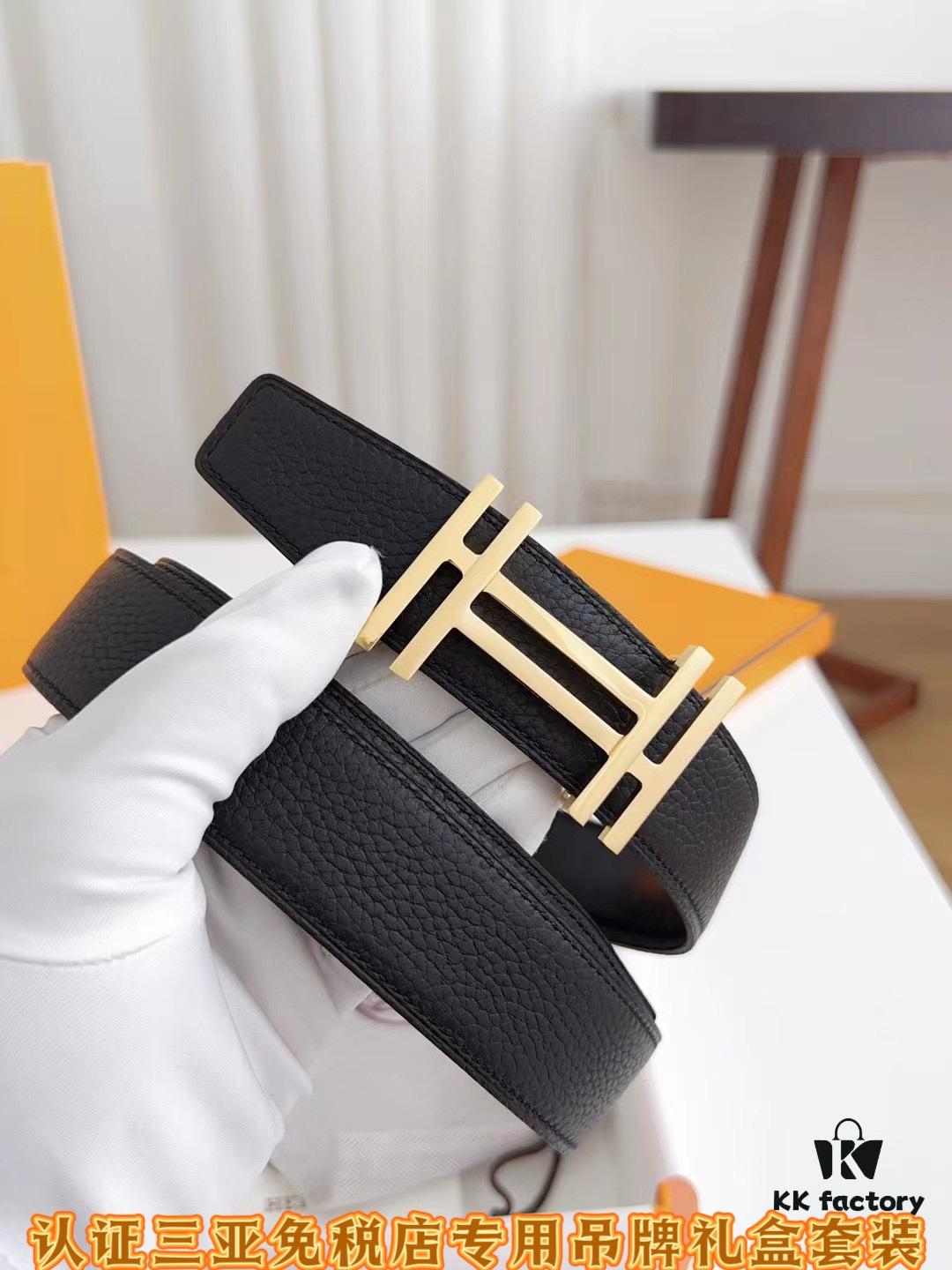 Sanya Tax-Free Genuine Hermes Latest Gift Box Packaging: Double-Sided Imported T-Pattern Calfskin Belt, 3.8cm Width, Fine Craftsmanship, High-Quality, Stainless Steel Buckle (Multiple Styles Available), Size 100-125cm, Full Set Packaging