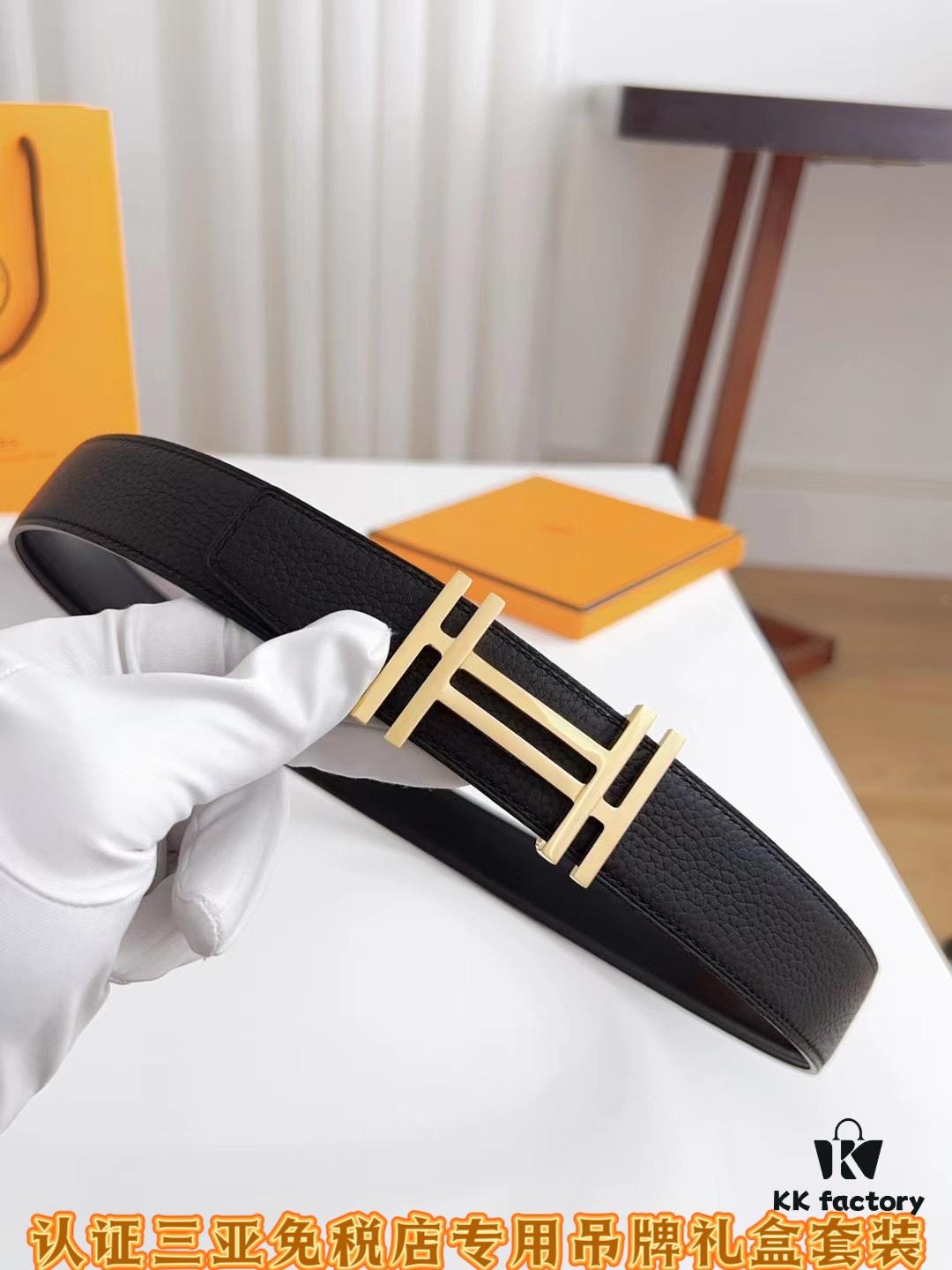 Sanya Tax-Free Genuine Hermes Latest Gift Box Packaging: Double-Sided Imported T-Pattern Calfskin Belt, 3.8cm Width, Fine Craftsmanship, High-Quality, Stainless Steel Buckle (Multiple Styles Available), Size 100-125cm, Full Set Packaging